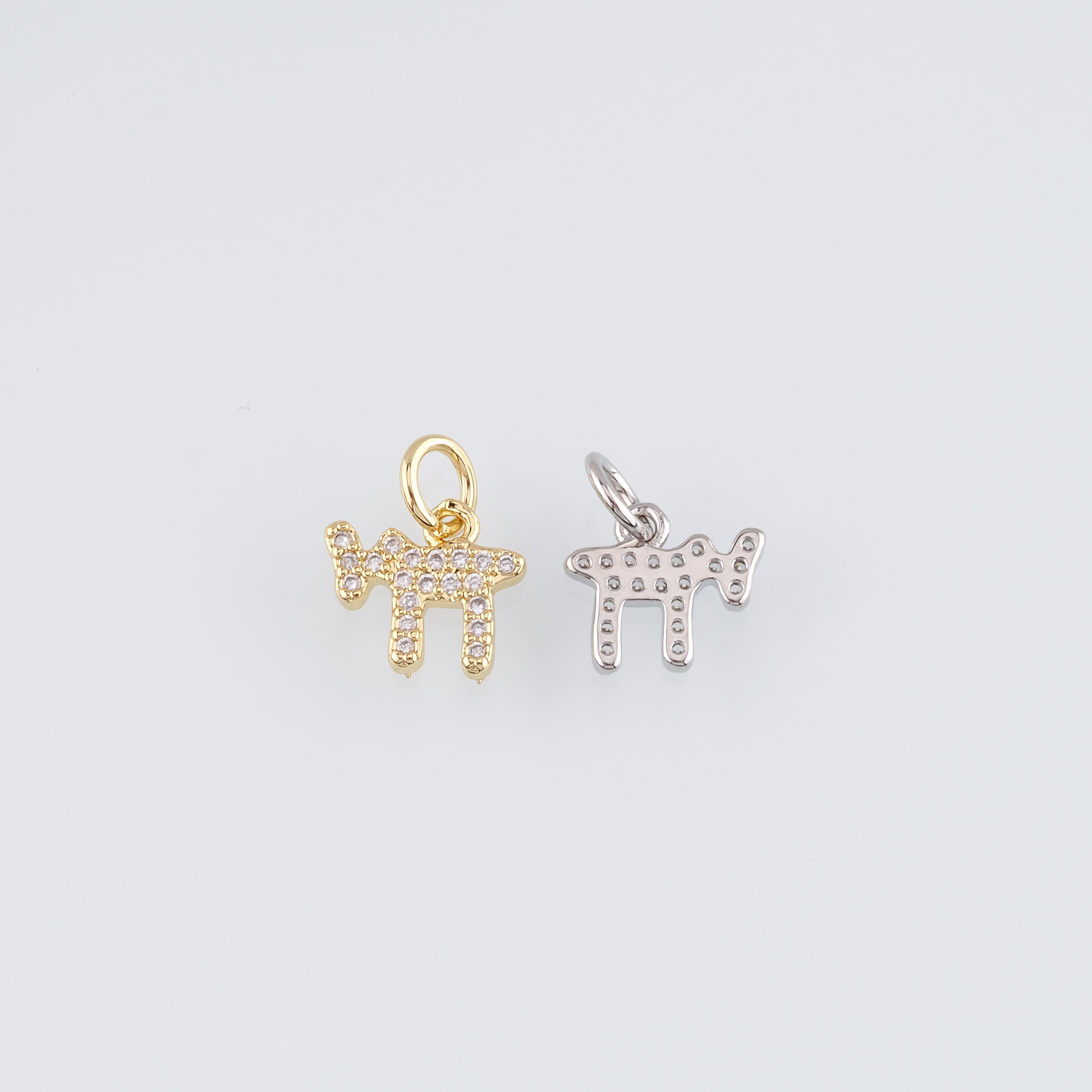 18K Gold Filled Cow Pendant,Animal Charm,CZ Micor Pave Cow Earrings Necklace for DIY Jewelry Making Supply