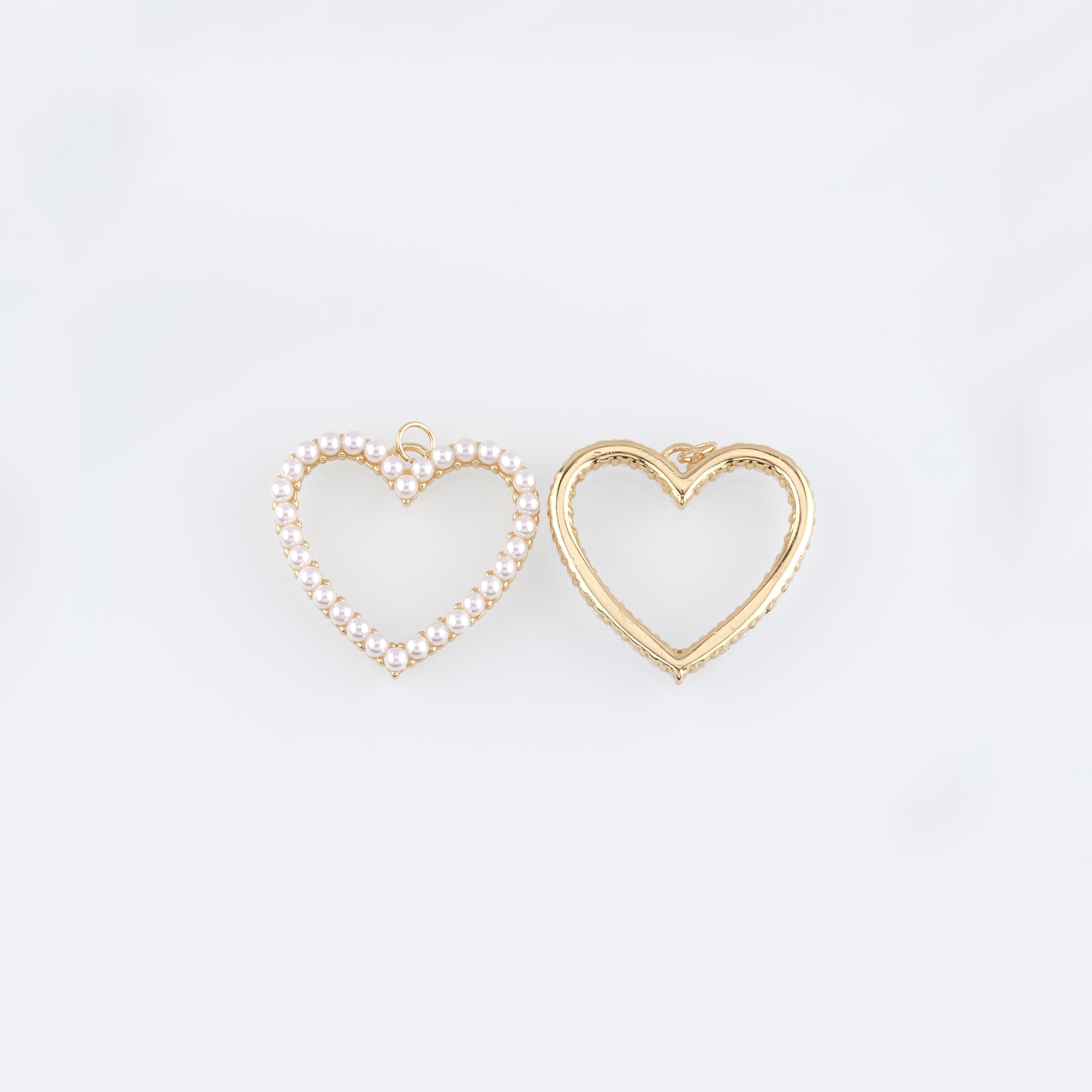 18K Gold Filled Heart Pendant,Dainty Heart Pearl Charm Earrings Necklace for DIY Jewelry Making Supply