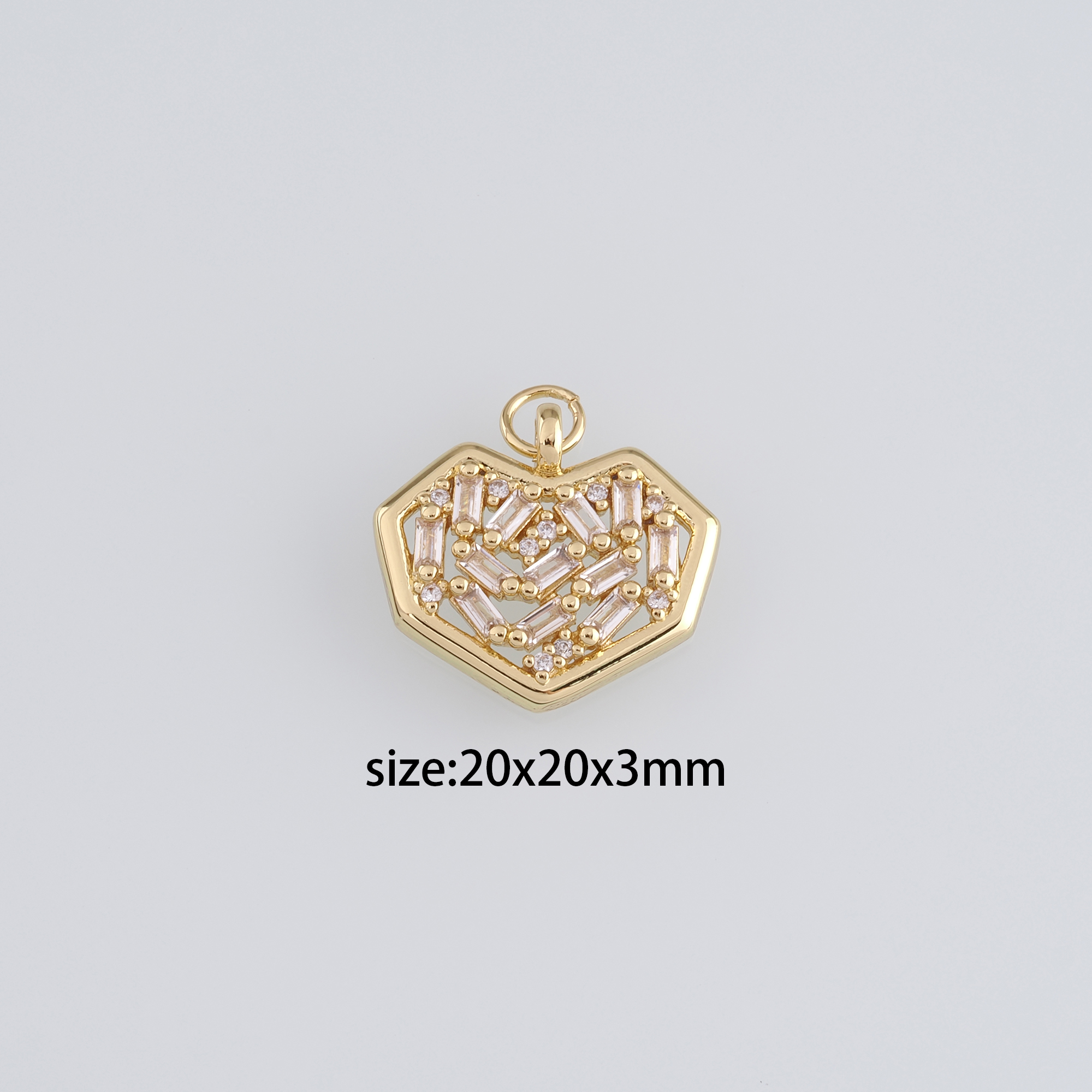 18K Gold Filled Heart Pendant,CZ Micro Pave Heart Charm Earrings Necklace for DIY Jewelry Making Supply