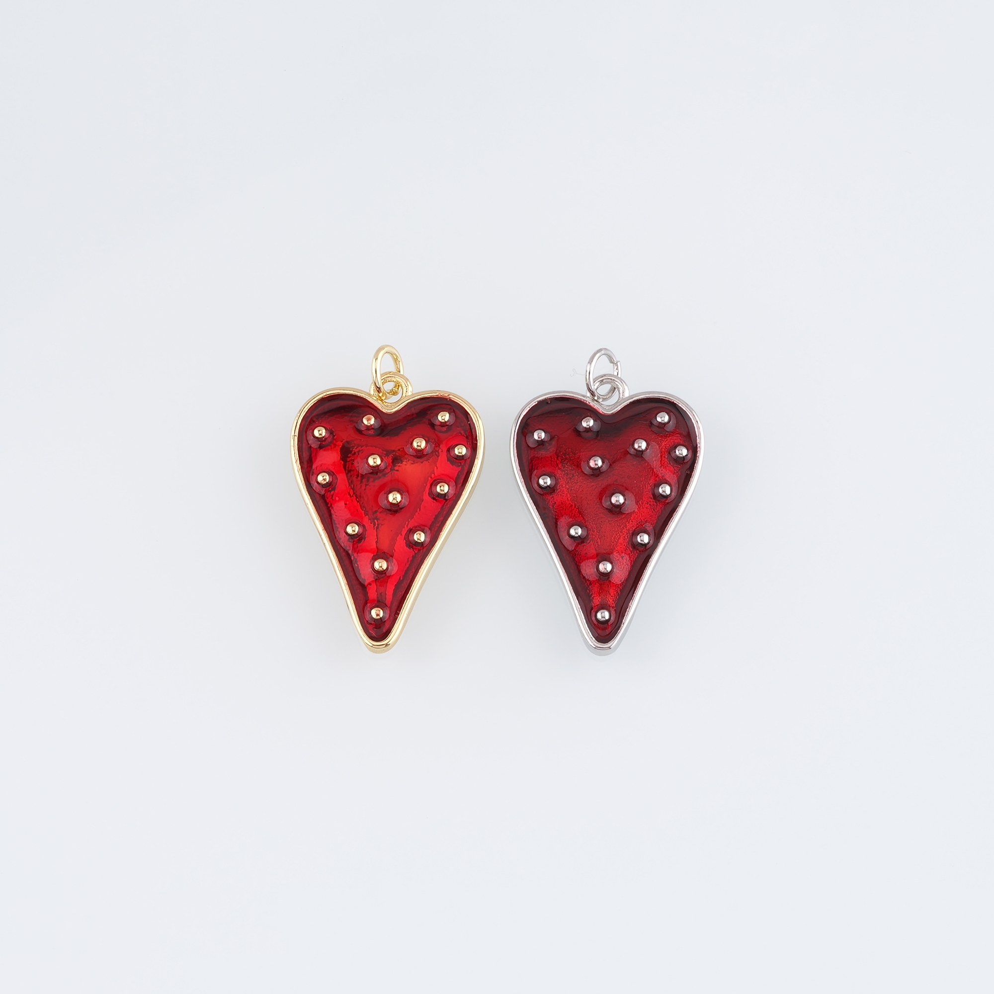 18K Gold Filled Heart Pendant,Enamel Heart Charm Earrings Necklace for DIY Jewelry Making Supply
