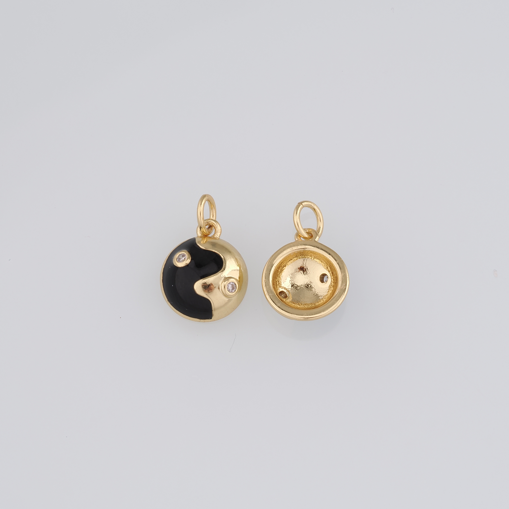 18K Gold Filled Yin Yang Pendant,Enamel Gossip Charm Earrings Necklace for DIY Jewelry Making Supply