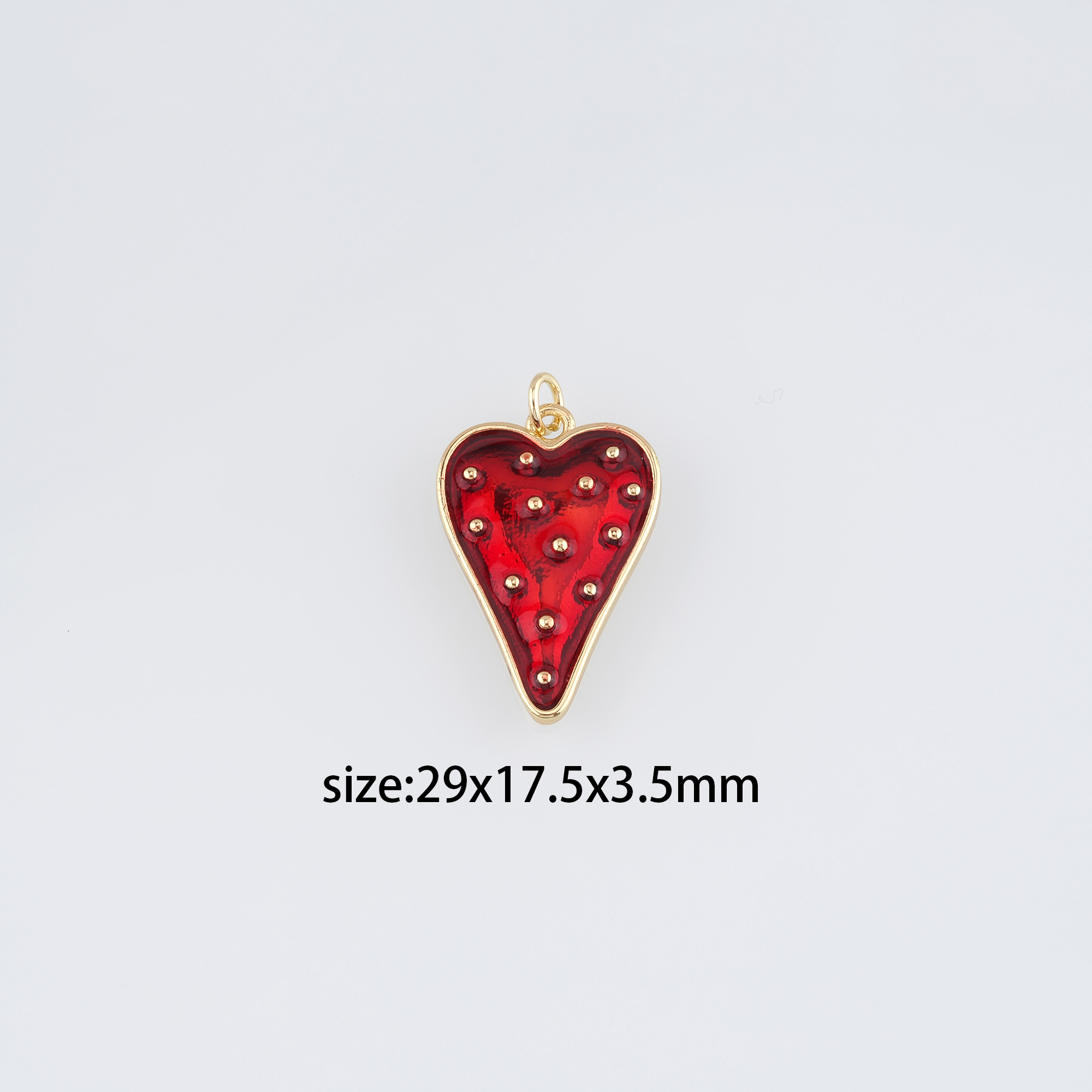 18K Gold Filled Heart Pendant,Enamel Heart Charm Earrings Necklace for DIY Jewelry Making Supply
