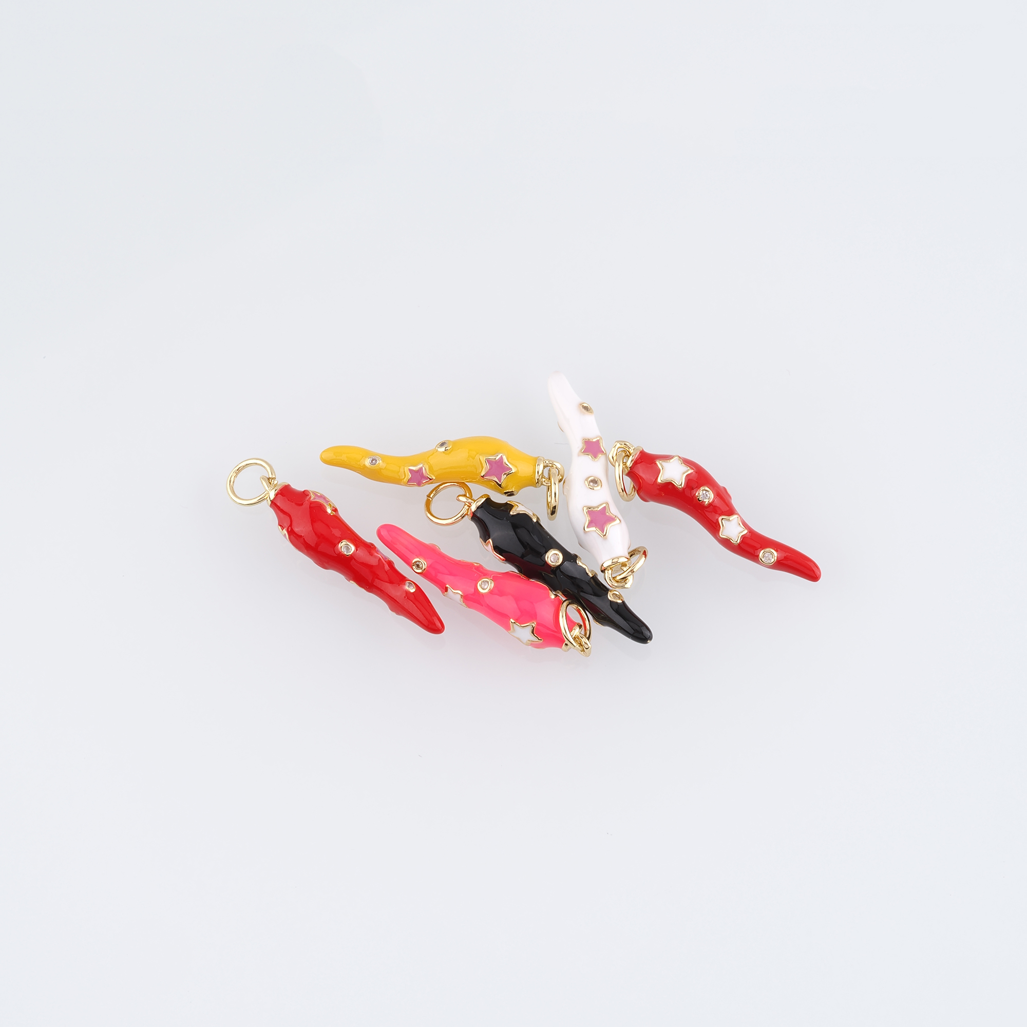 18K Gold Filled Horn Pendant,Enamel Horn Charm Earrings Necklace for DIY Jewelry Making Supply