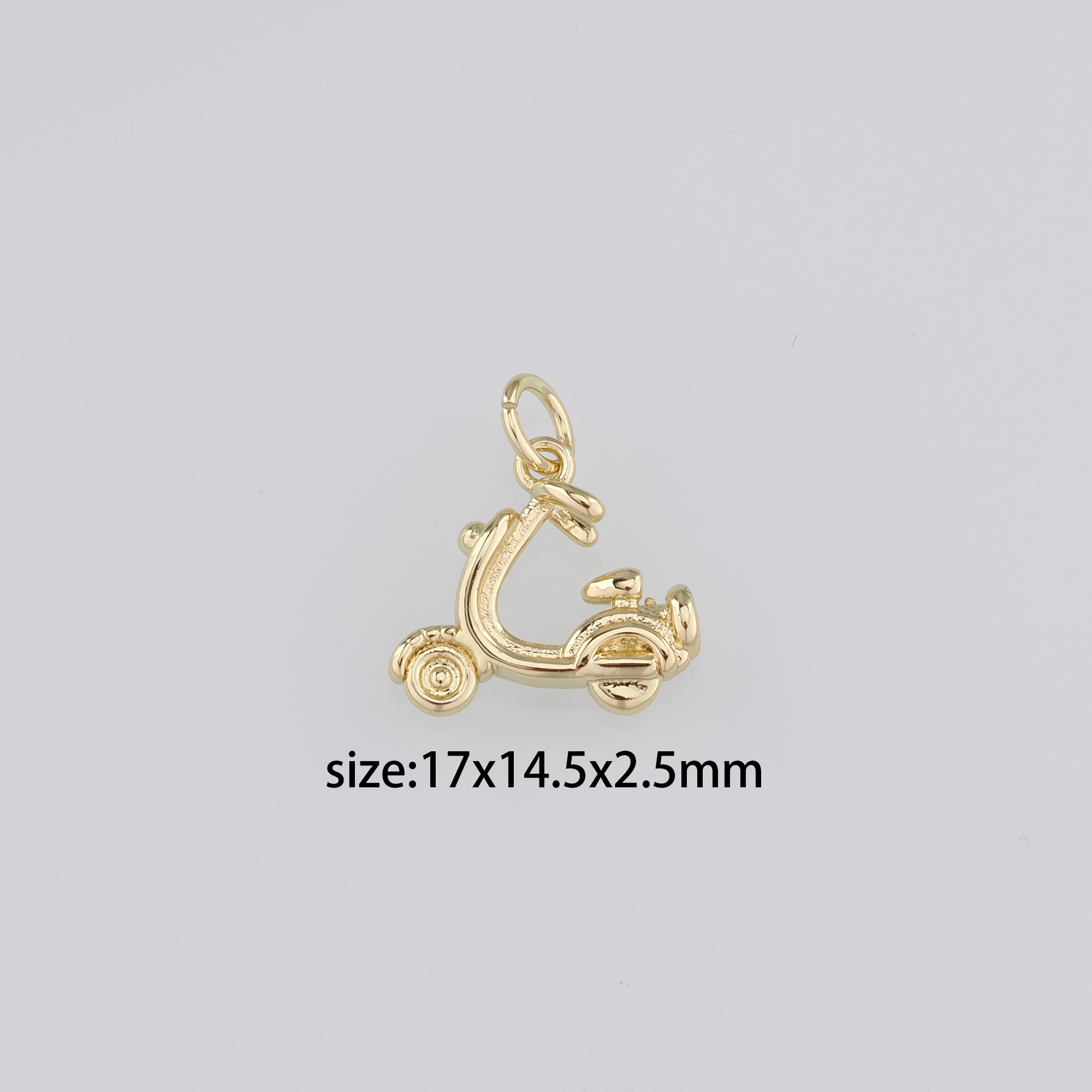 18K Gold Filled Motorcycle Pendant,Scooter Vehicle Charm Earrings Necklace for DIY Jewelry Making Supply