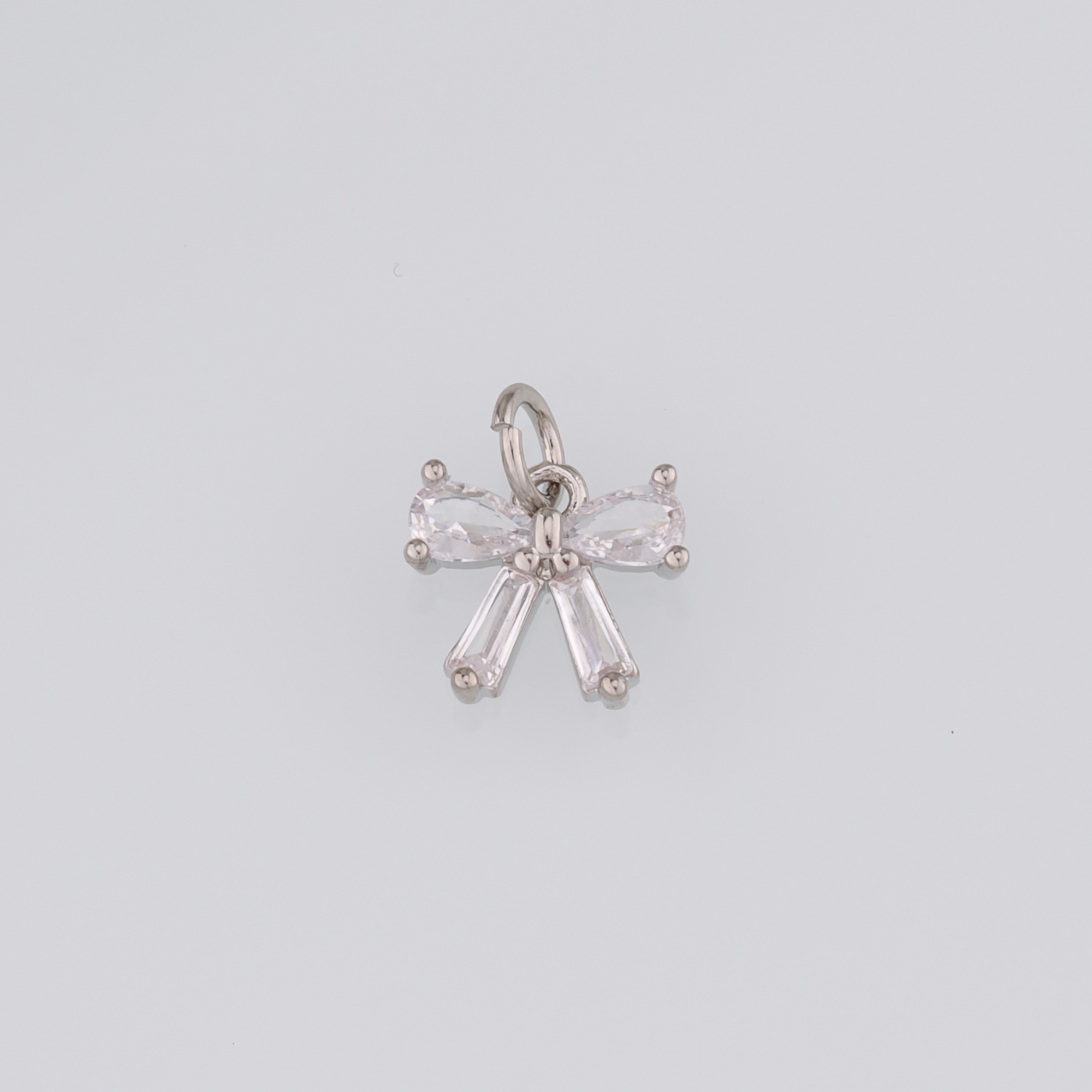 18K Gold Filled Bow Pendant,CZ Micro Pave Bow Charm Earrings Necklace for DIY Jewelry Making Supply