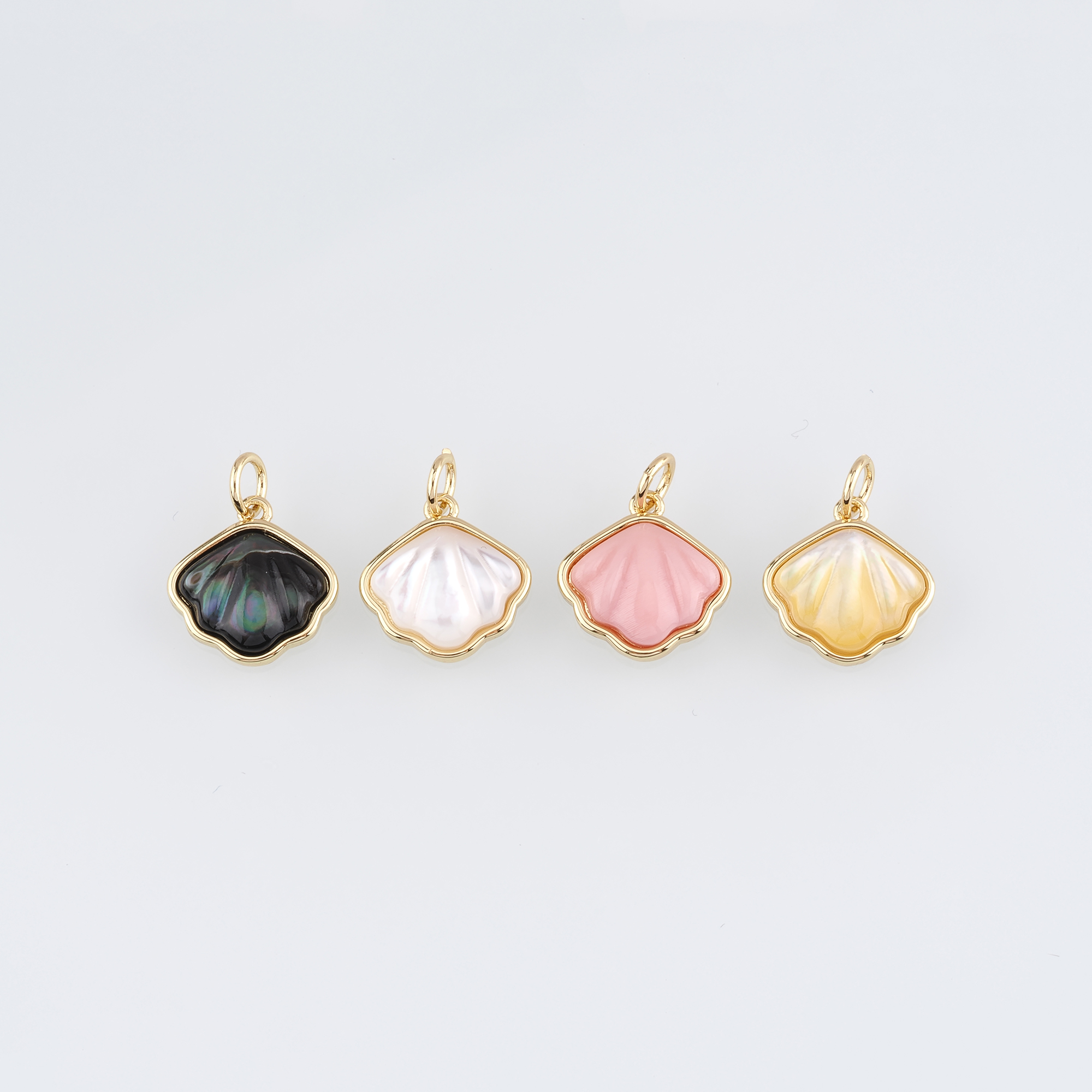 18K Gold Filled Scallop Pendant,Ocean Scallop Charm Earrings Necklace for DIY Jewelry Making Supply