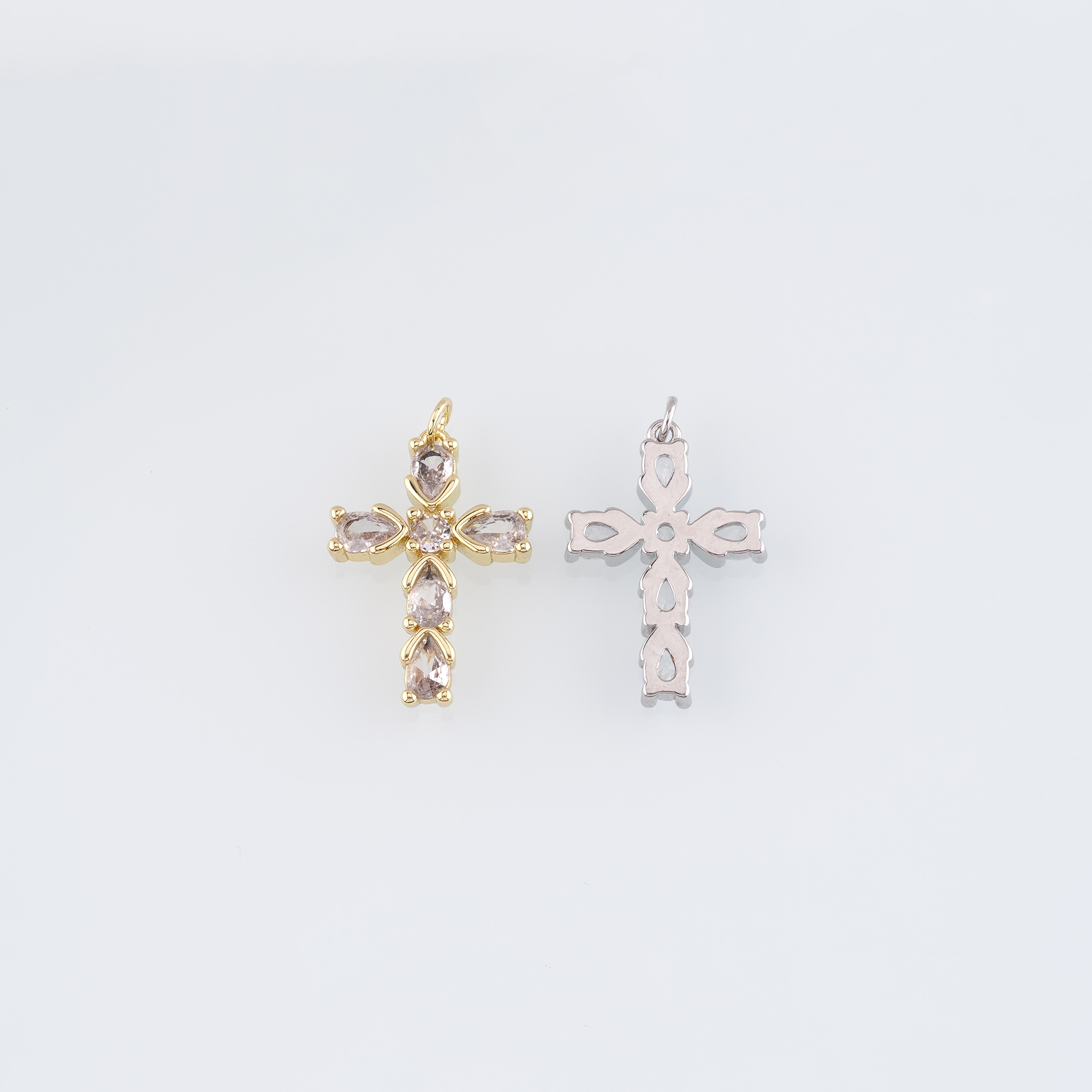 18K Gold Filled Cross Pendant,CZ Micro Pave Cross Charm Earrings Necklace for DIY Jewelry Making Supply