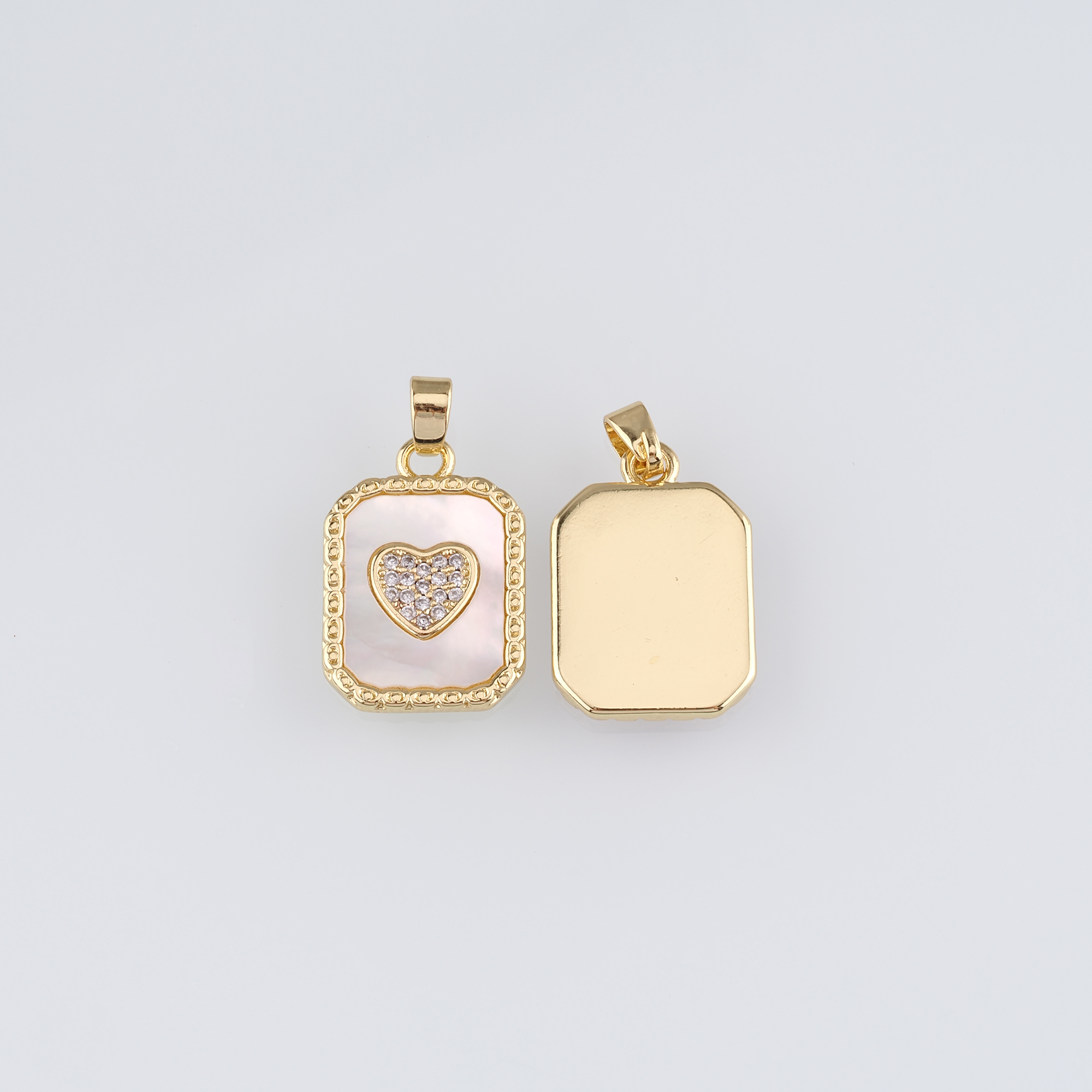 18K Gold Filled Heart Pendant,CZ Micro Pave Heart Charm Earrings Necklace for DIY Jewelry Making Supply