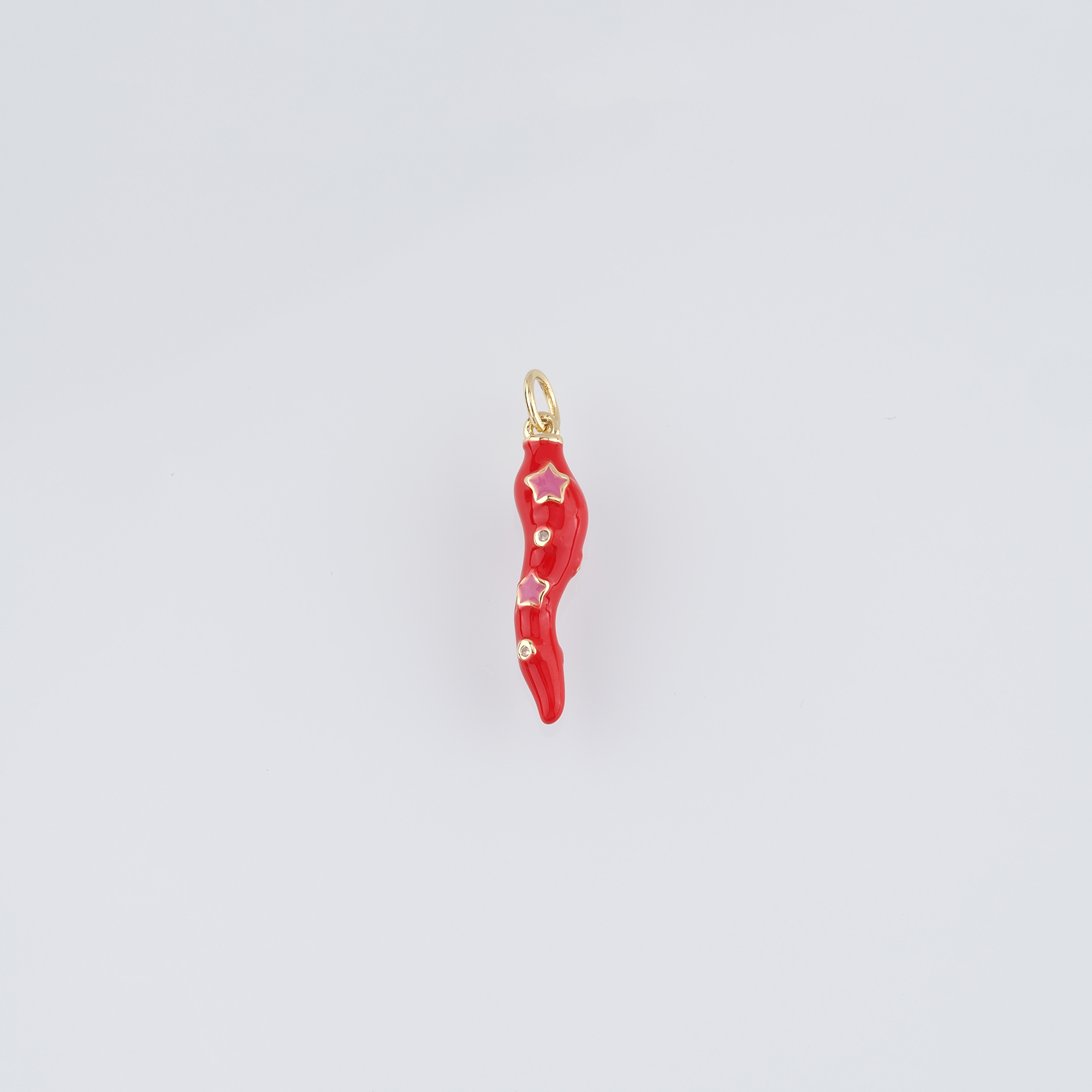 18K Gold Filled Horn Pendant,Enamel Horn Charm Earrings Necklace for DIY Jewelry Making Supply