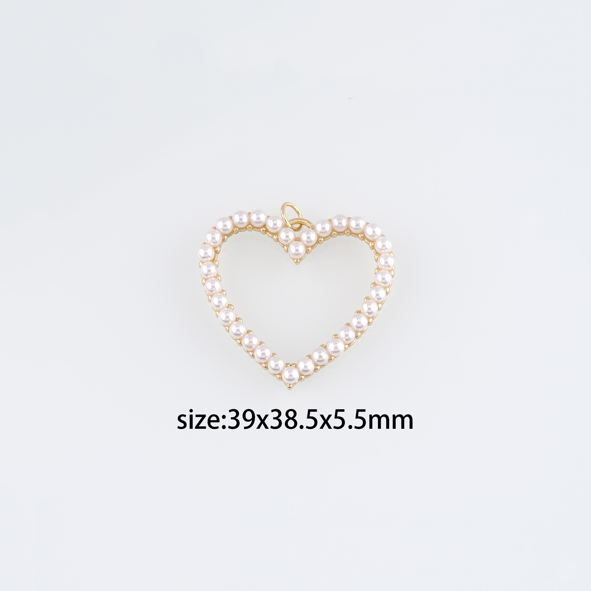 18K Gold Filled Heart Pendant,Dainty Heart Pearl Charm Earrings Necklace for DIY Jewelry Making Supply