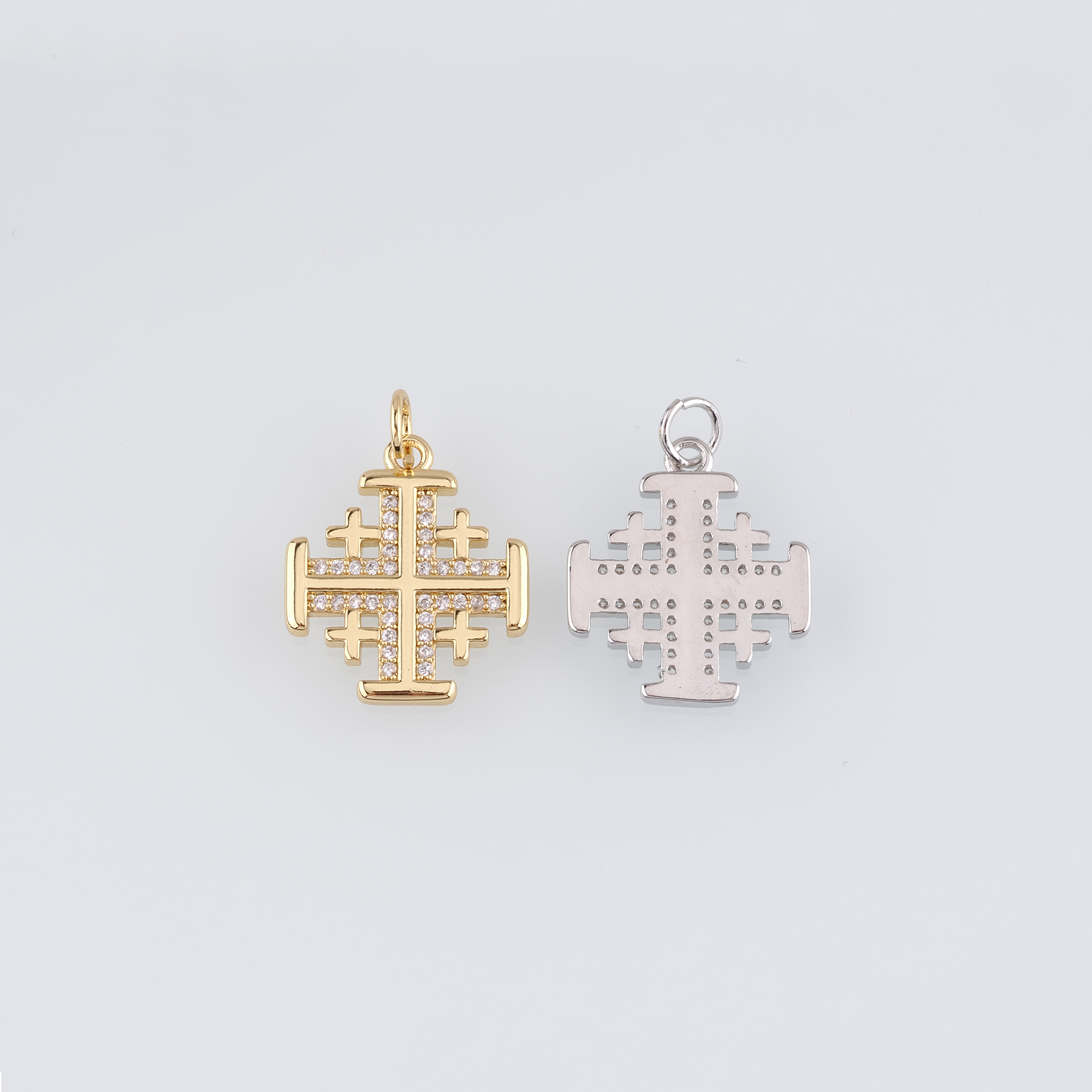 18K Gold Filled Cross Pendant,CZ Micro Pave Cross Charm Earrings Necklace for DIY Jewelry Making Supply
