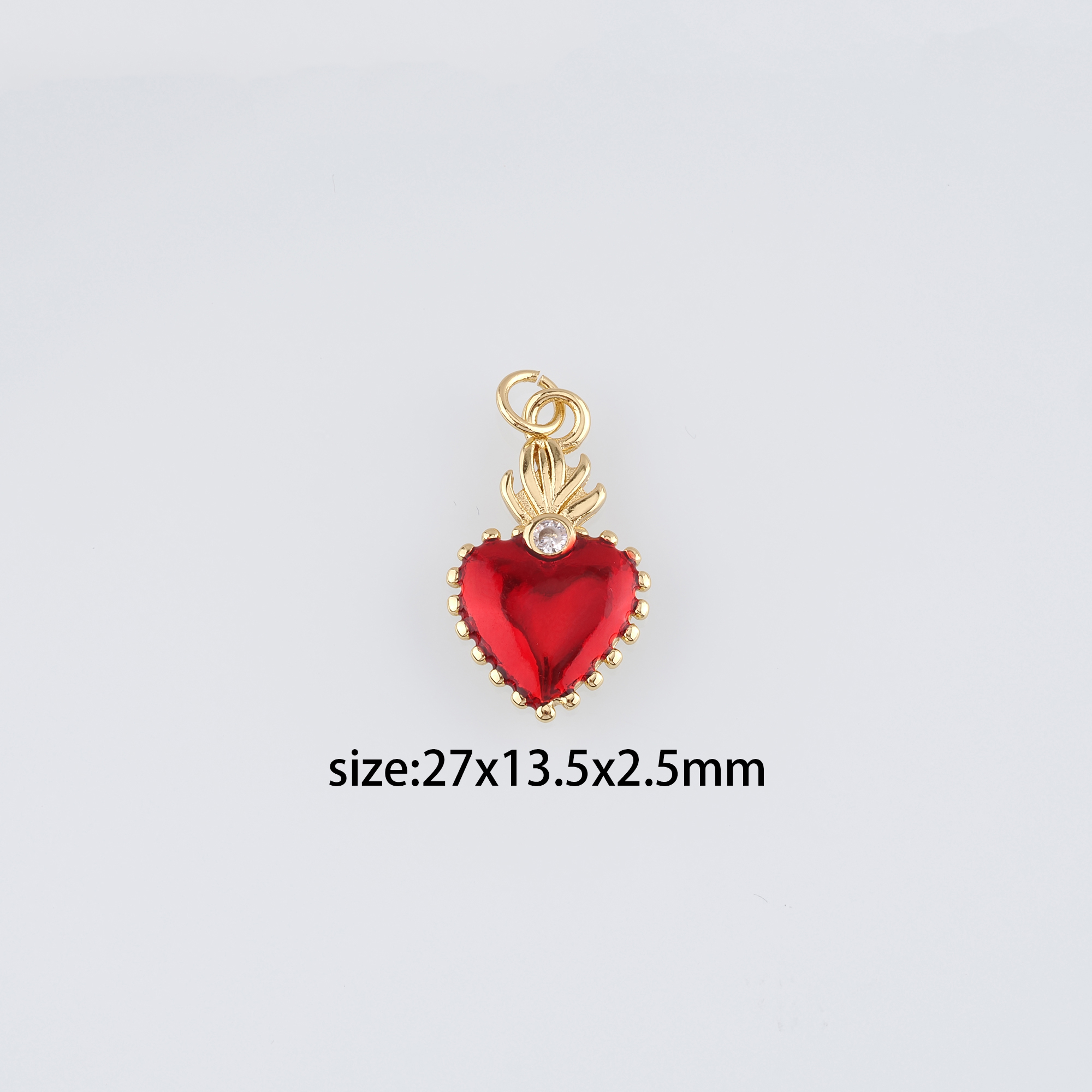 Gold Religious Charm,18K Gold Filled Sacred Heart Pendant,Enamel Sacred Heart Earrings Necklace for DIY Jewelry Making Supply