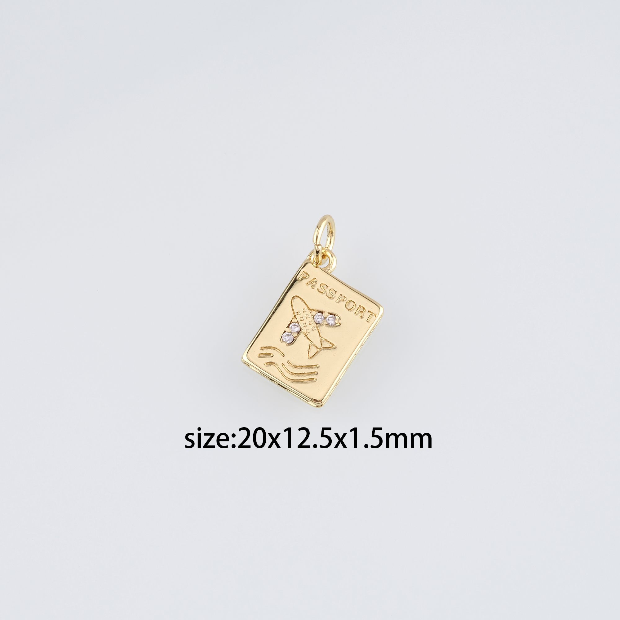 18K Gold Filled Passport Pendant,Dainty Passport Charm Earrings Necklace for DIY Jewelry Making Supply