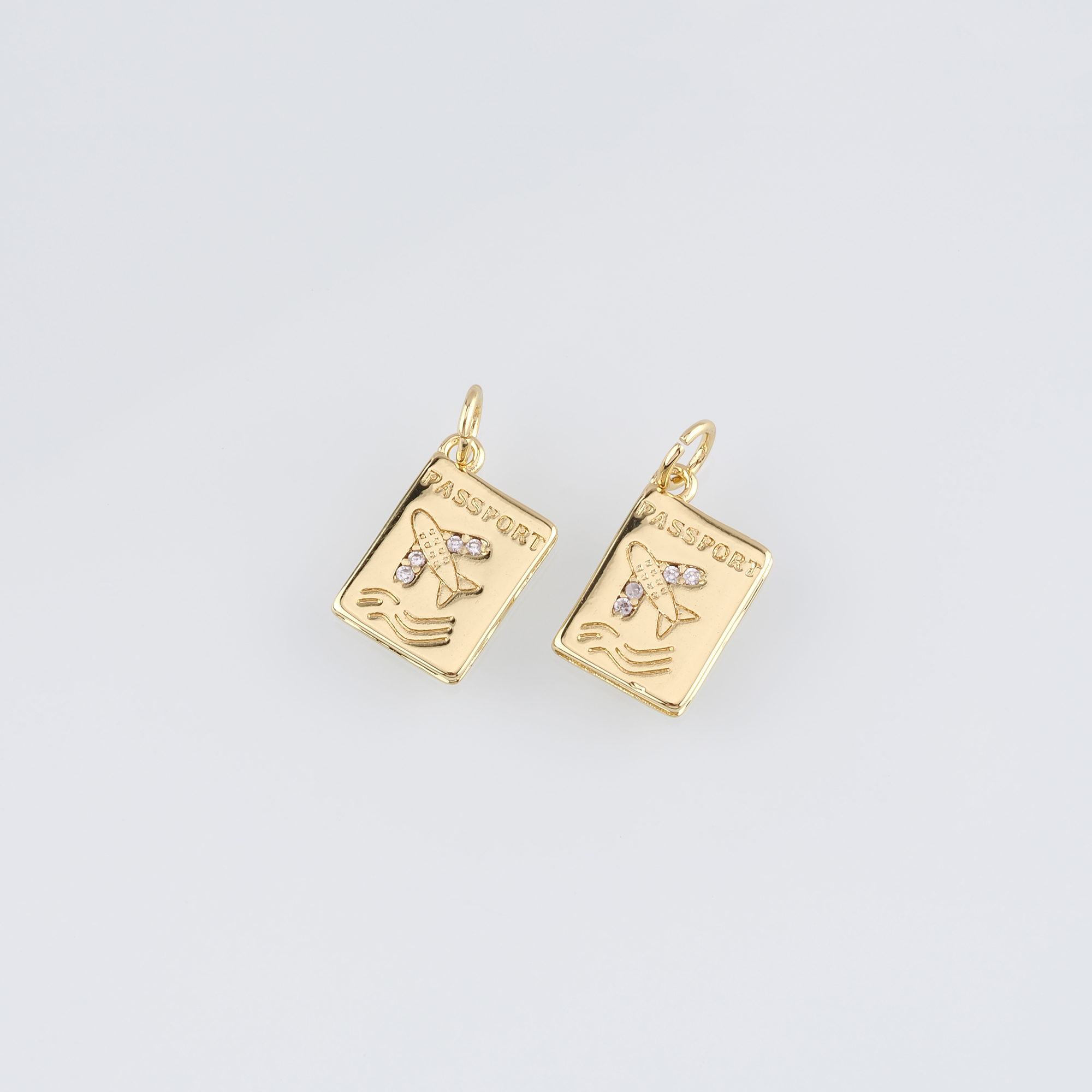 18K Gold Filled Passport Pendant,Dainty Passport Charm Earrings Necklace for DIY Jewelry Making Supply