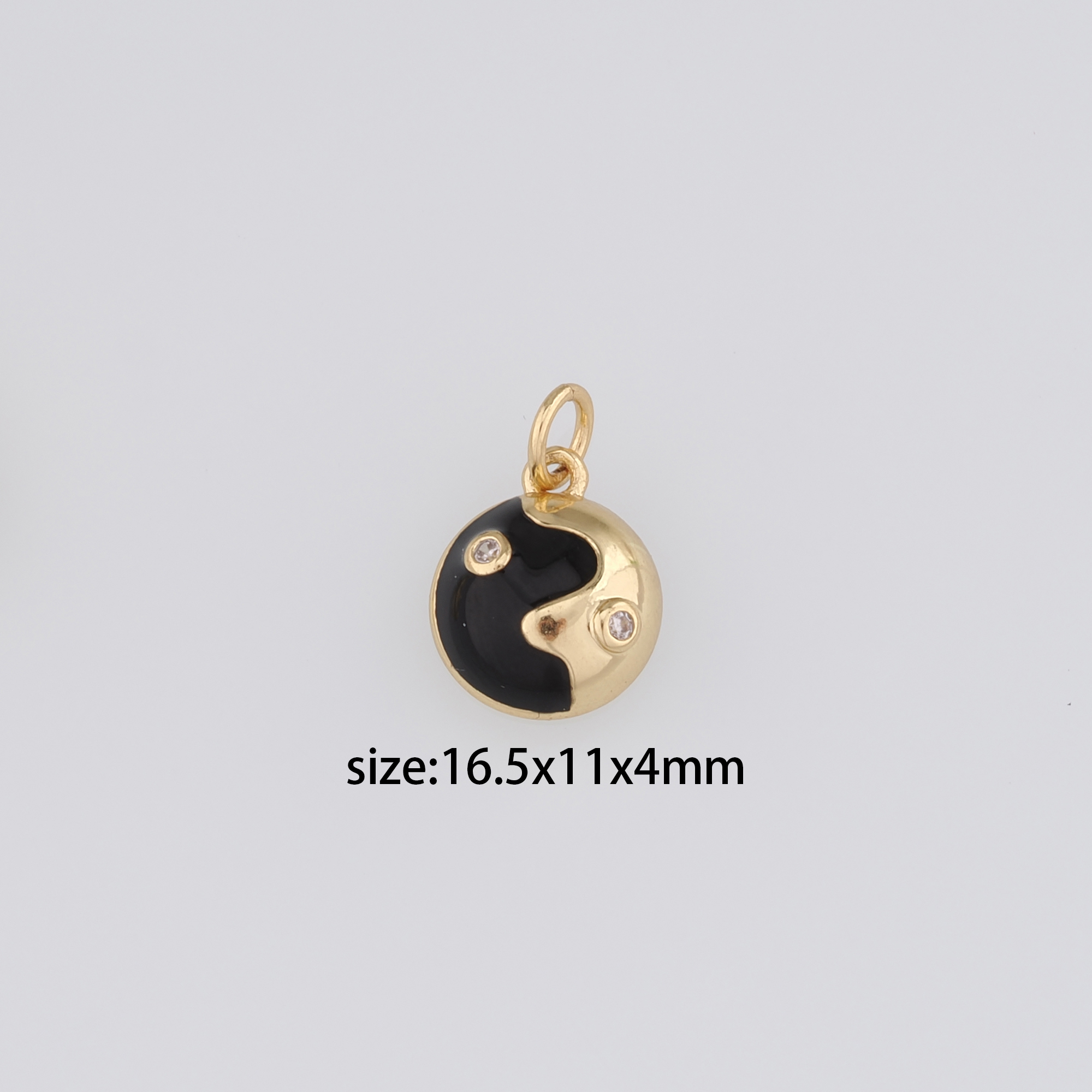 18K Gold Filled Yin Yang Pendant,Enamel Gossip Charm Earrings Necklace for DIY Jewelry Making Supply