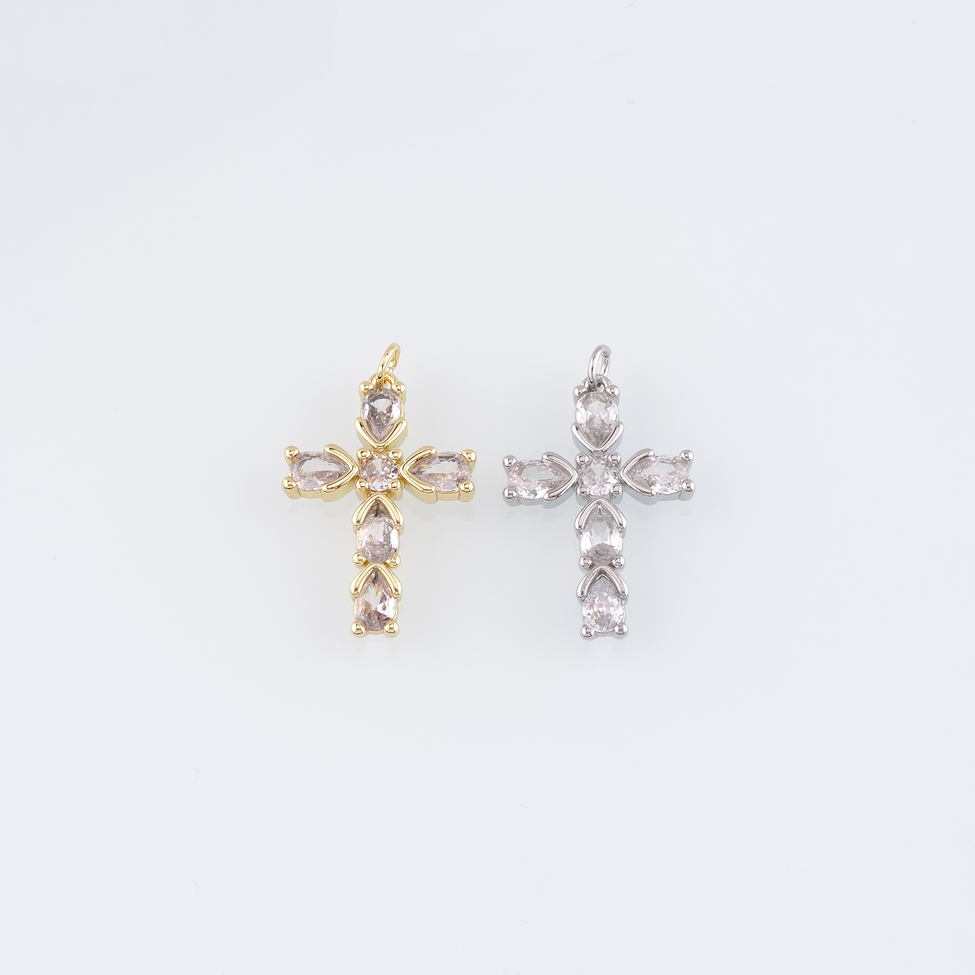18K Gold Filled Cross Pendant,CZ Micro Pave Cross Charm Earrings Necklace for DIY Jewelry Making Supply