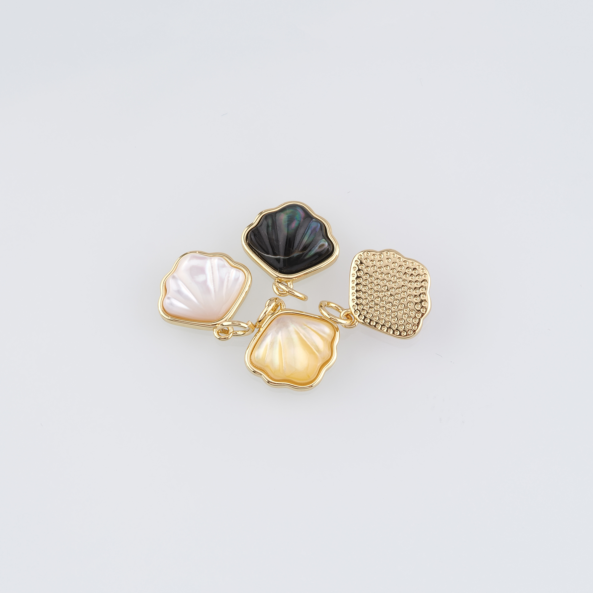 18K Gold Filled Scallop Pendant,Ocean Scallop Charm Earrings Necklace for DIY Jewelry Making Supply