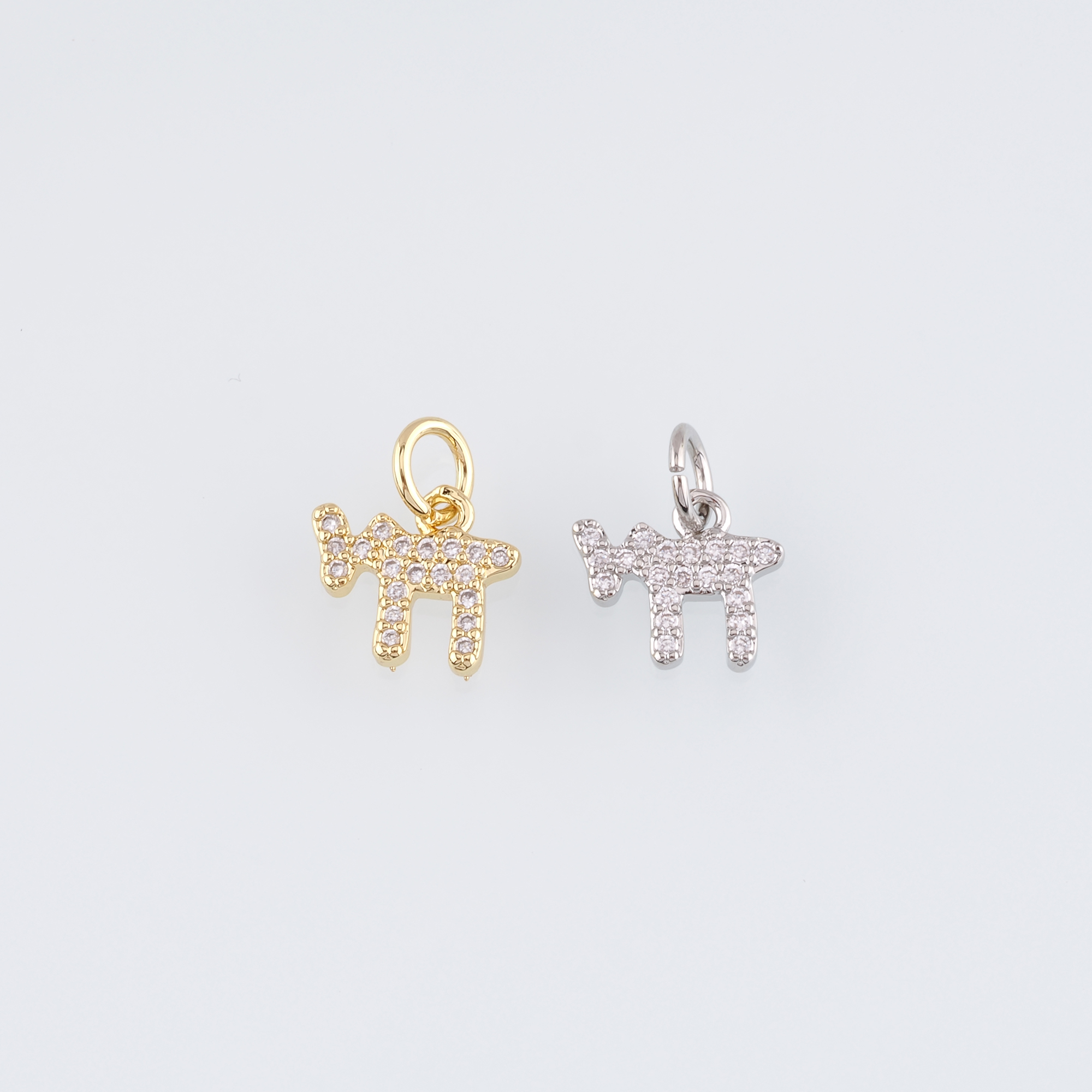 18K Gold Filled Cow Pendant,Animal Charm,CZ Micor Pave Cow Earrings Necklace for DIY Jewelry Making Supply