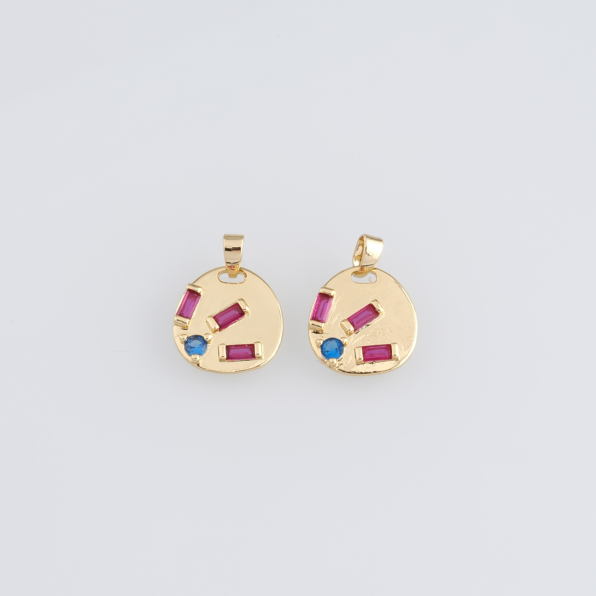 18K Gold Filled Geometric Pendant,CZ Micro Pave Geometric Charm Earrings Necklace for DIY Jewelry Making Supply