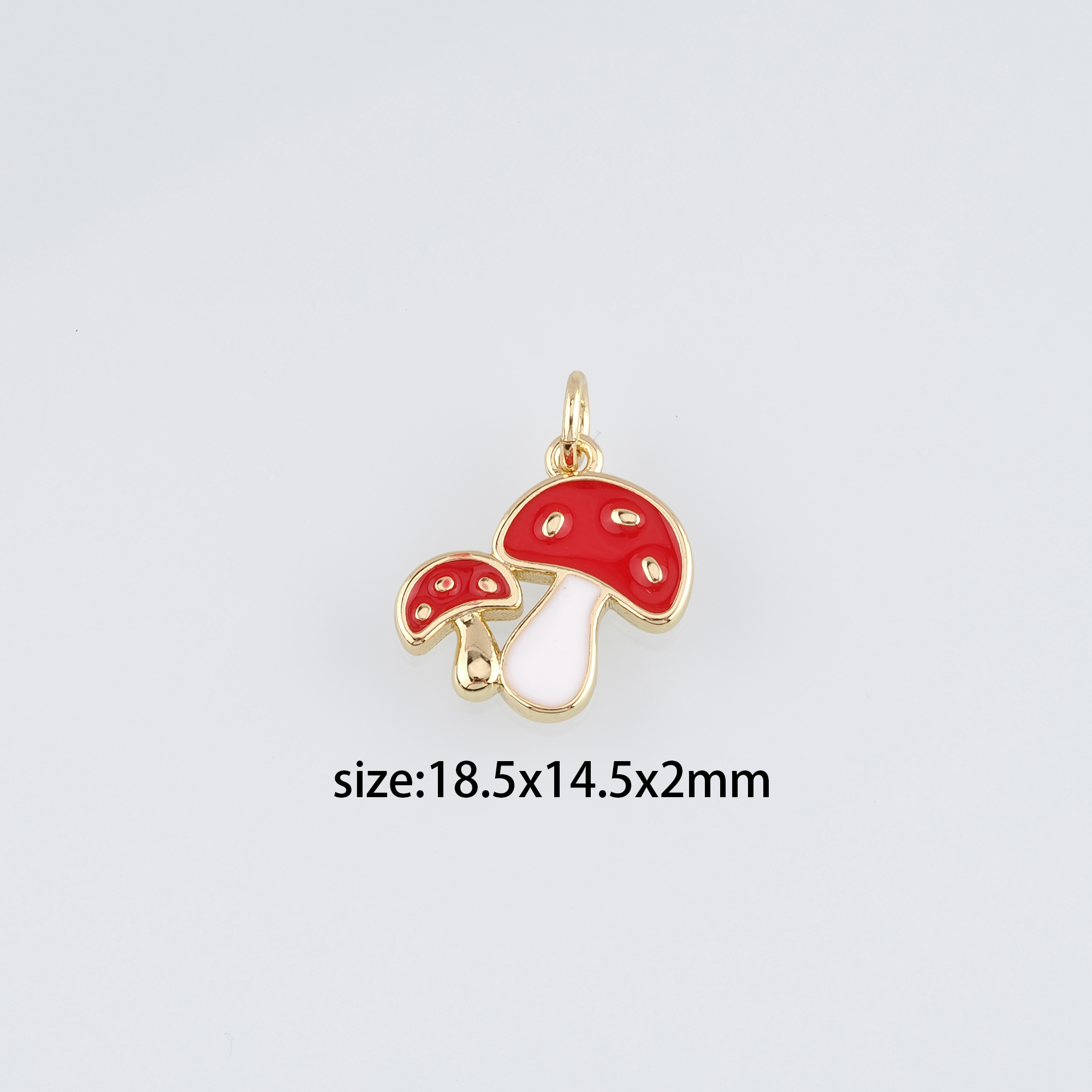 18K Gold Filled Mushroom Pendant,Enamel Mushroom Charm Earrings Necklace for DIY Jewelry Making Supply