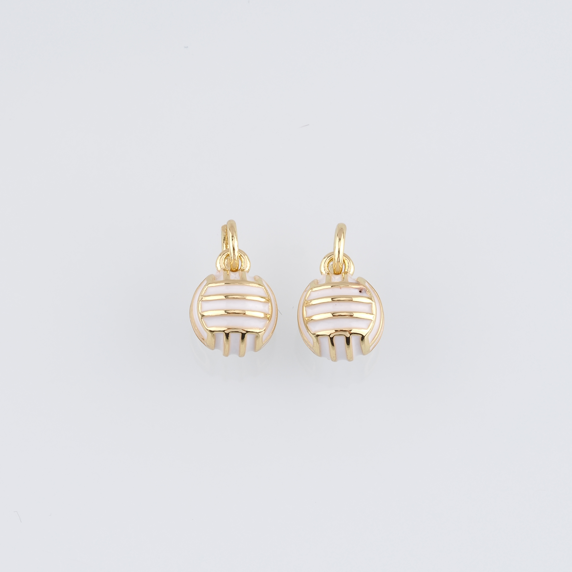 18K Gold Filled Volleyball Pendant,Enamel Volleyball Charm Earrings Necklace for DIY Jewelry Making Supply