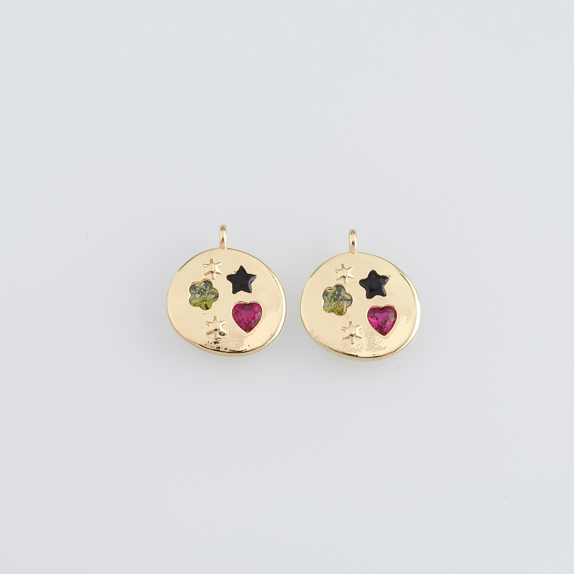 18K Gold Filled Heart Pendant,CZ Micro Pave Heart Charm Earrings Necklace for DIY Jewelry Making Supply