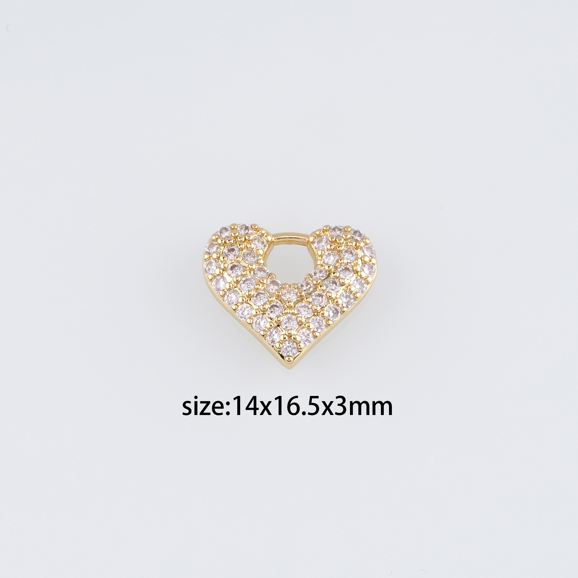 18K Gold Filled Heart Pendant,CZ Micro Pave Heart Charm Earrings Necklace for DIY Jewelry Making Supply