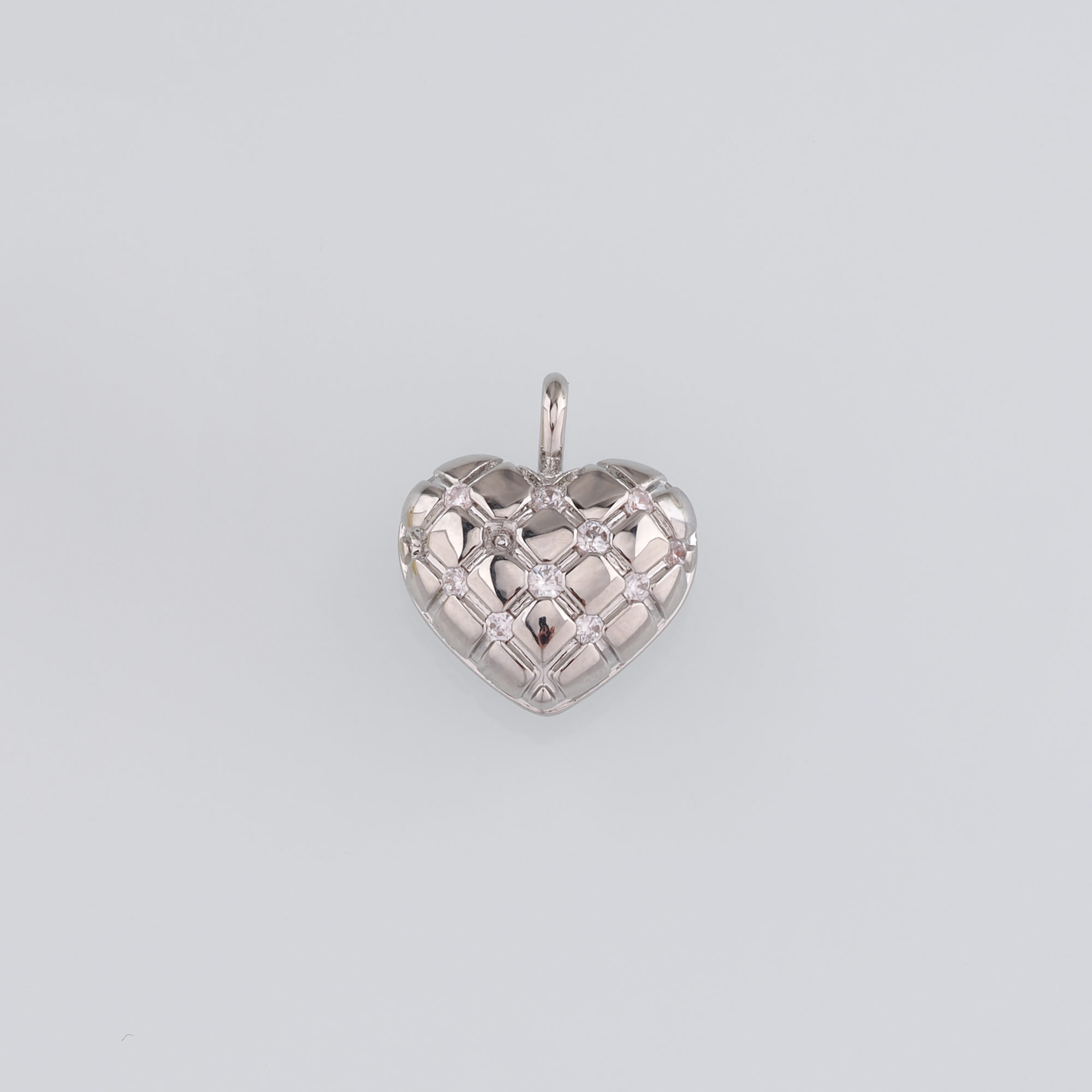18K Gold Filled Heart Pendant,CZ Micro Pave Heart Charm Earrings Necklace for DIY Jewelry Making Supply