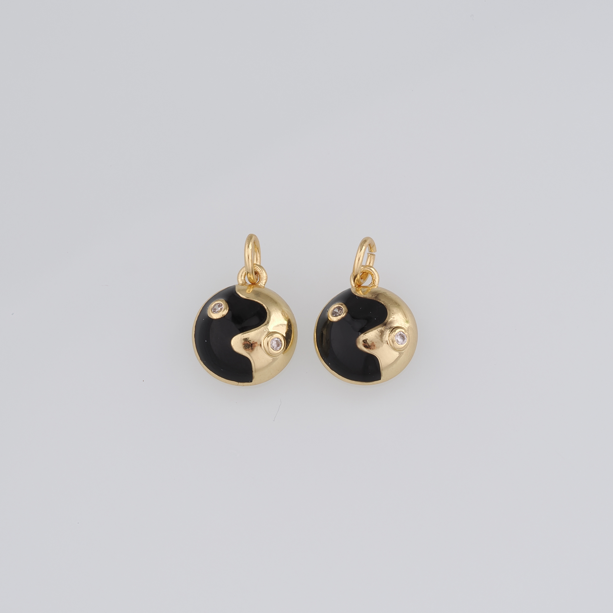 18K Gold Filled Yin Yang Pendant,Enamel Gossip Charm Earrings Necklace for DIY Jewelry Making Supply