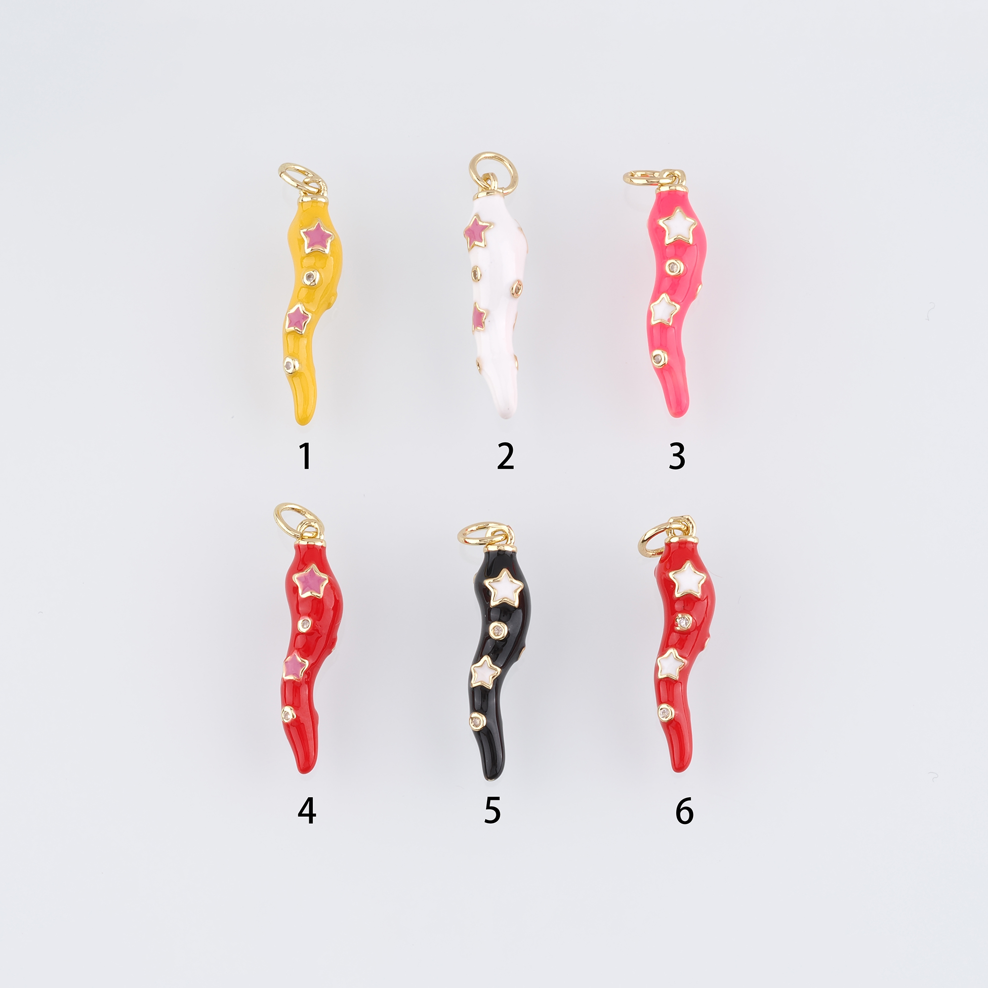 18K Gold Filled Horn Pendant,Enamel Horn Charm Earrings Necklace for DIY Jewelry Making Supply