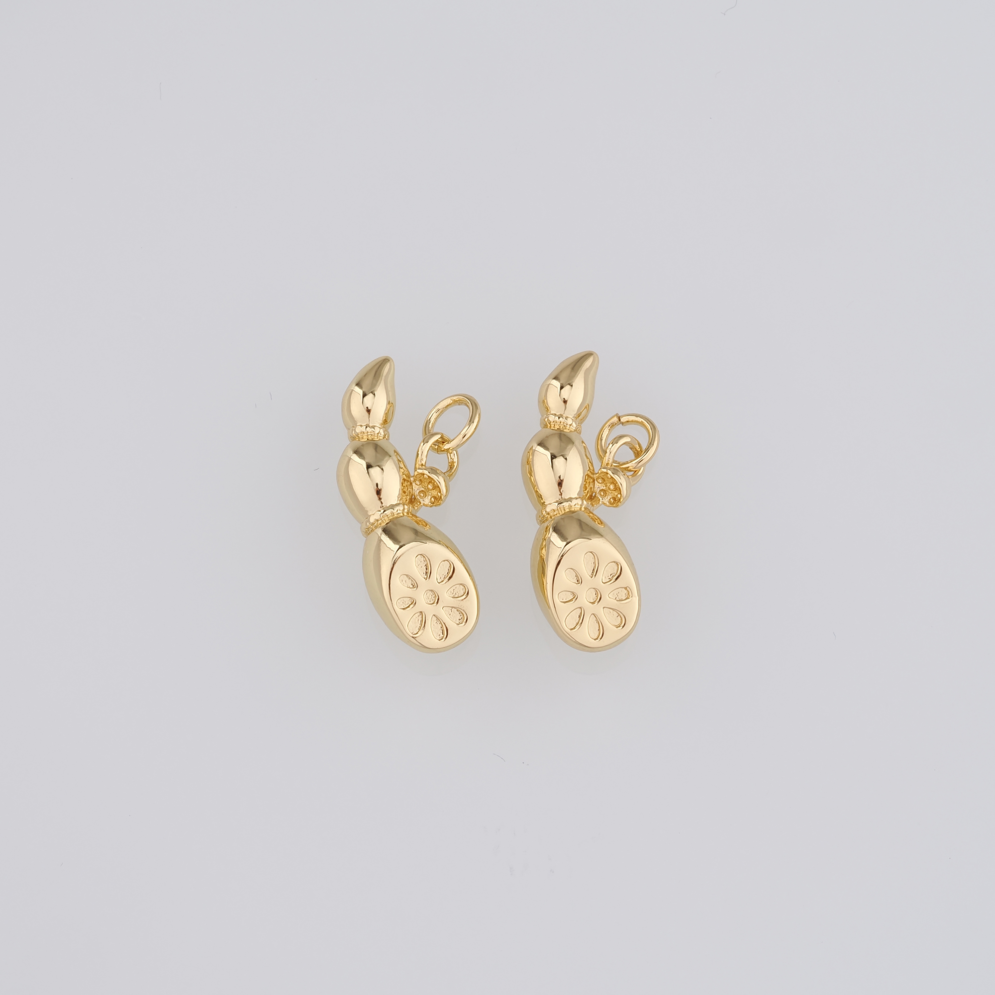 18K Gold Filled Lotus Root Pendant,Dainty Lotus Root Charm Earrings Necklace for DIY Jewelry Making Supply