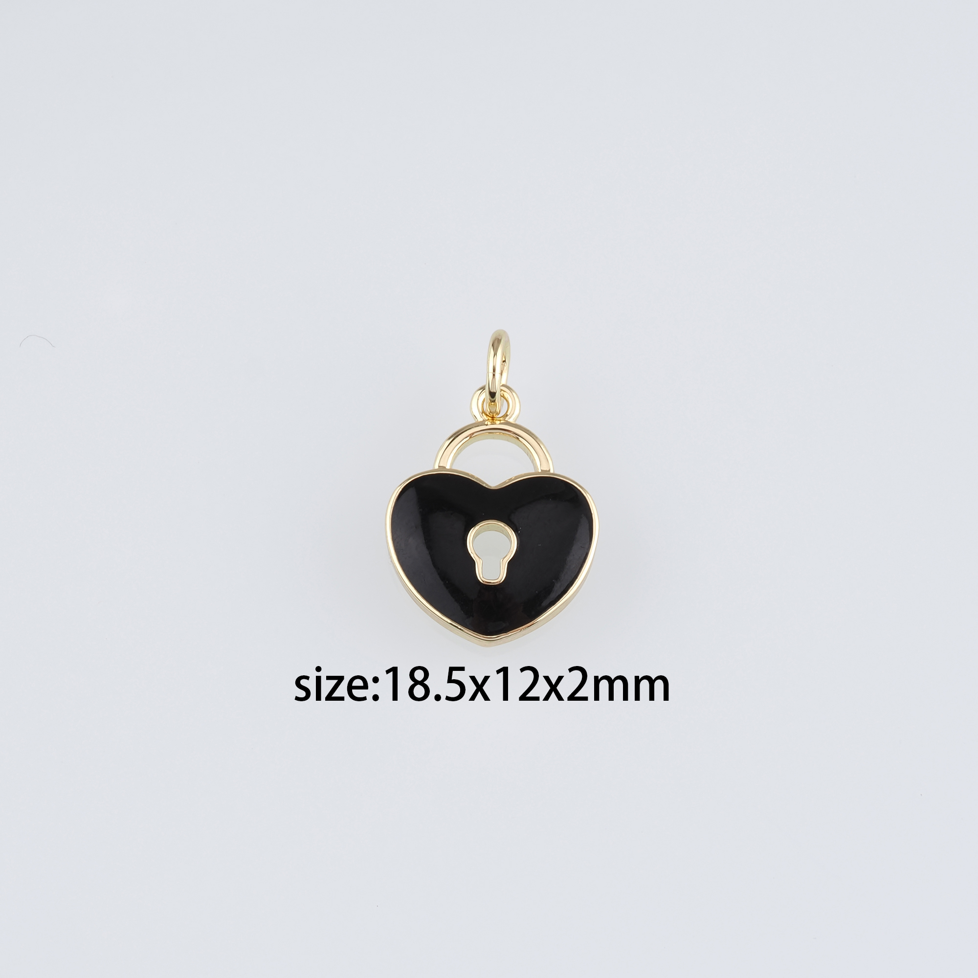 18K Gold Filled Heart Lock Pendant,Enamel Lock Charm Earrings Necklace for DIY Jewelry Making Supply