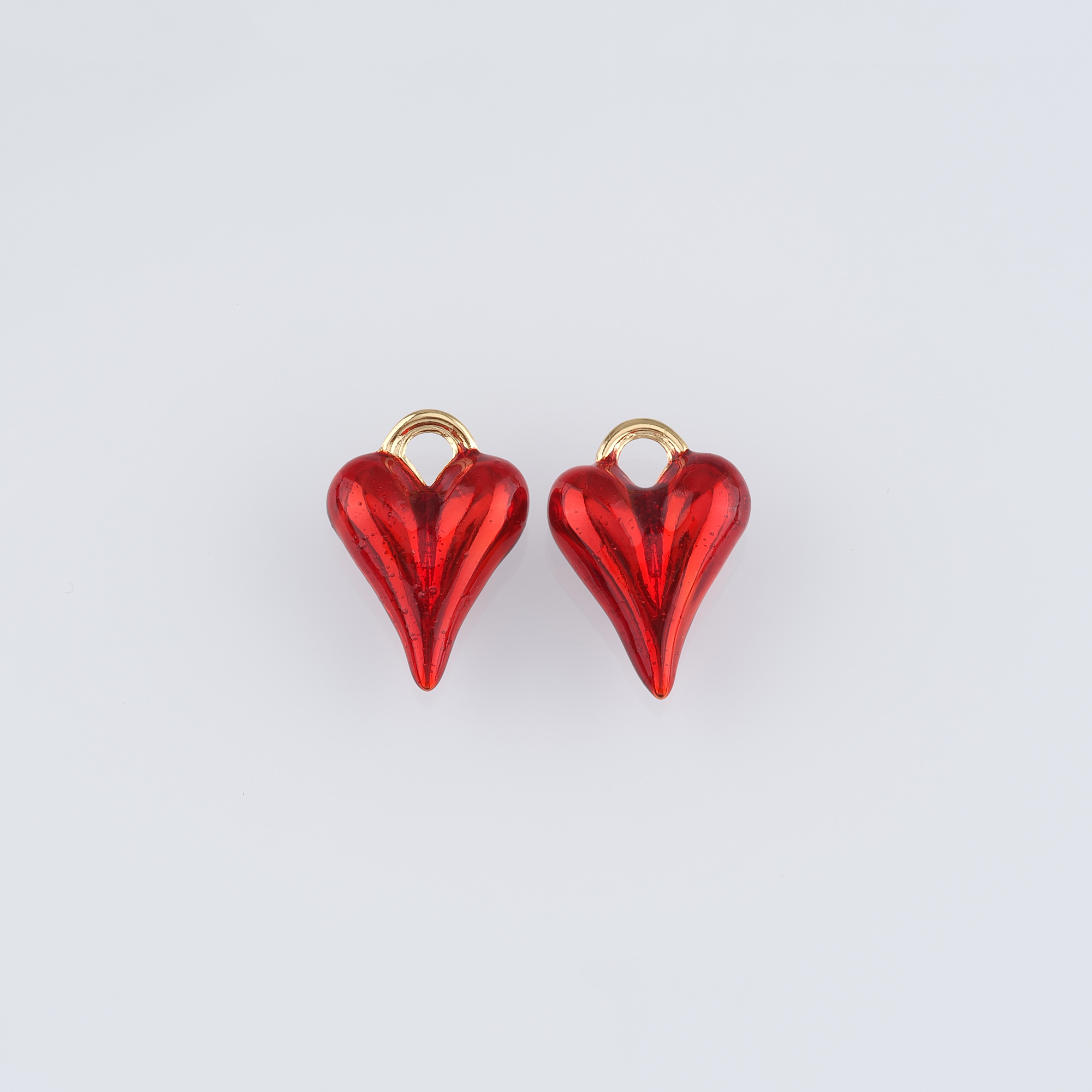 18K Gold Filled Heart Pendant,Enamel Heart Charm Earrings Necklace for DIY Jewelry Making Supply