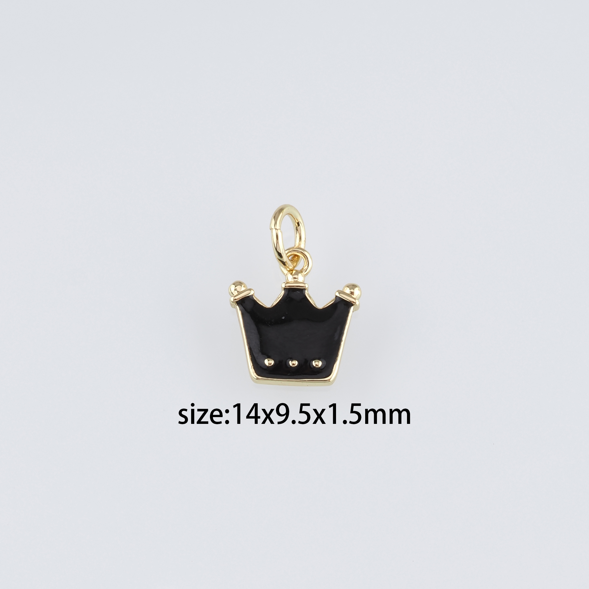 18K Gold Filled Crown Pendant,Enamel Crown Charm Earrings Necklace for DIY Jewelry Making Supply