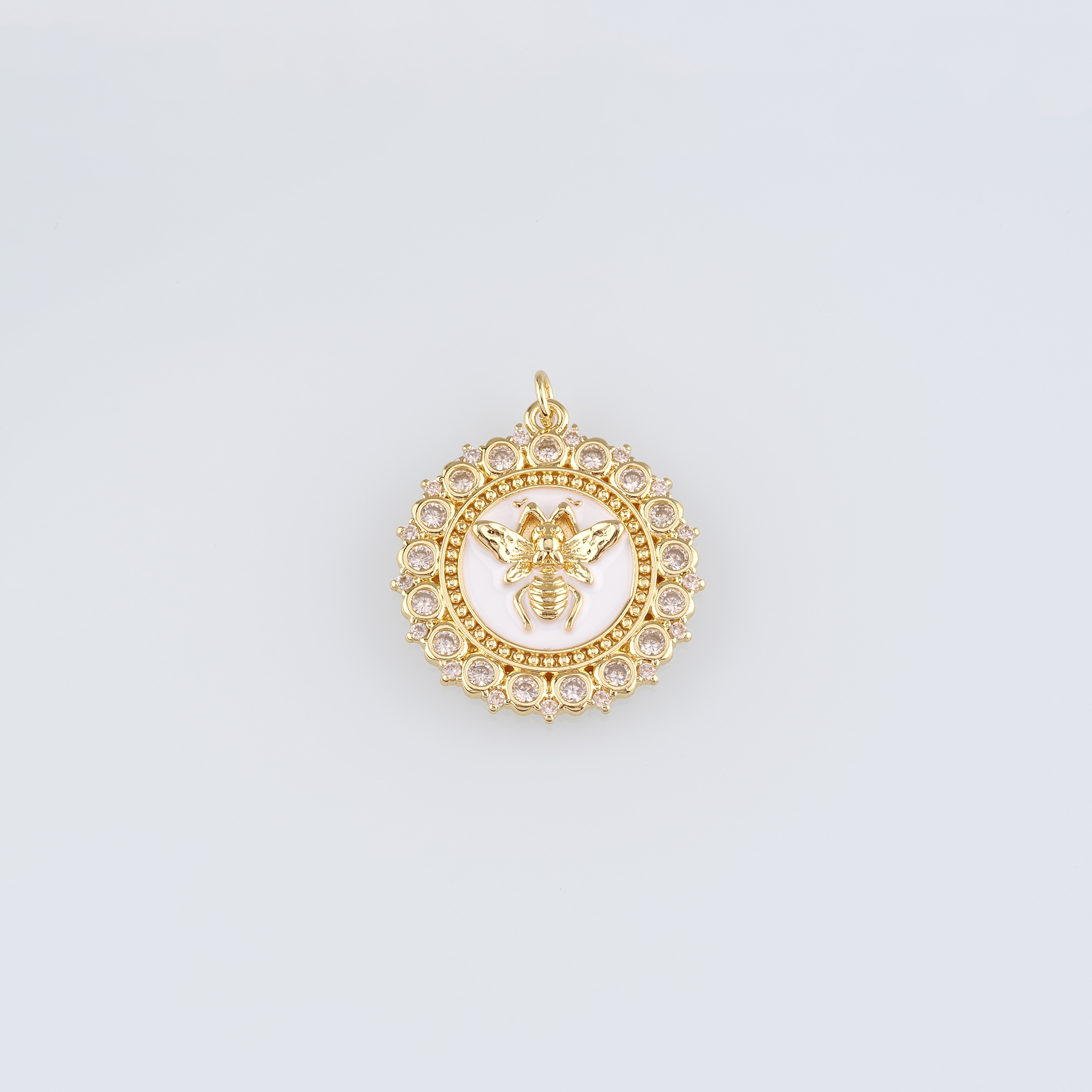 18K Gold Filled Bee Pendant,Enamel Bee Charm Earrings Necklace for DIY Jewelry Making Supply