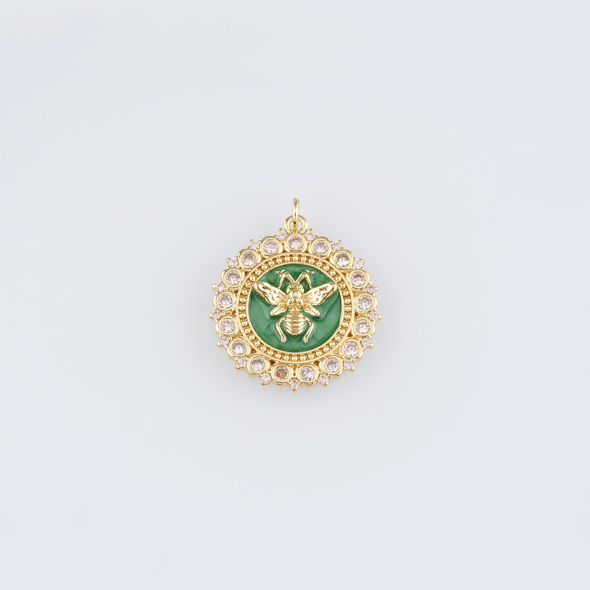 18K Gold Filled Bee Pendant,Enamel Bee Charm Earrings Necklace for DIY Jewelry Making Supply