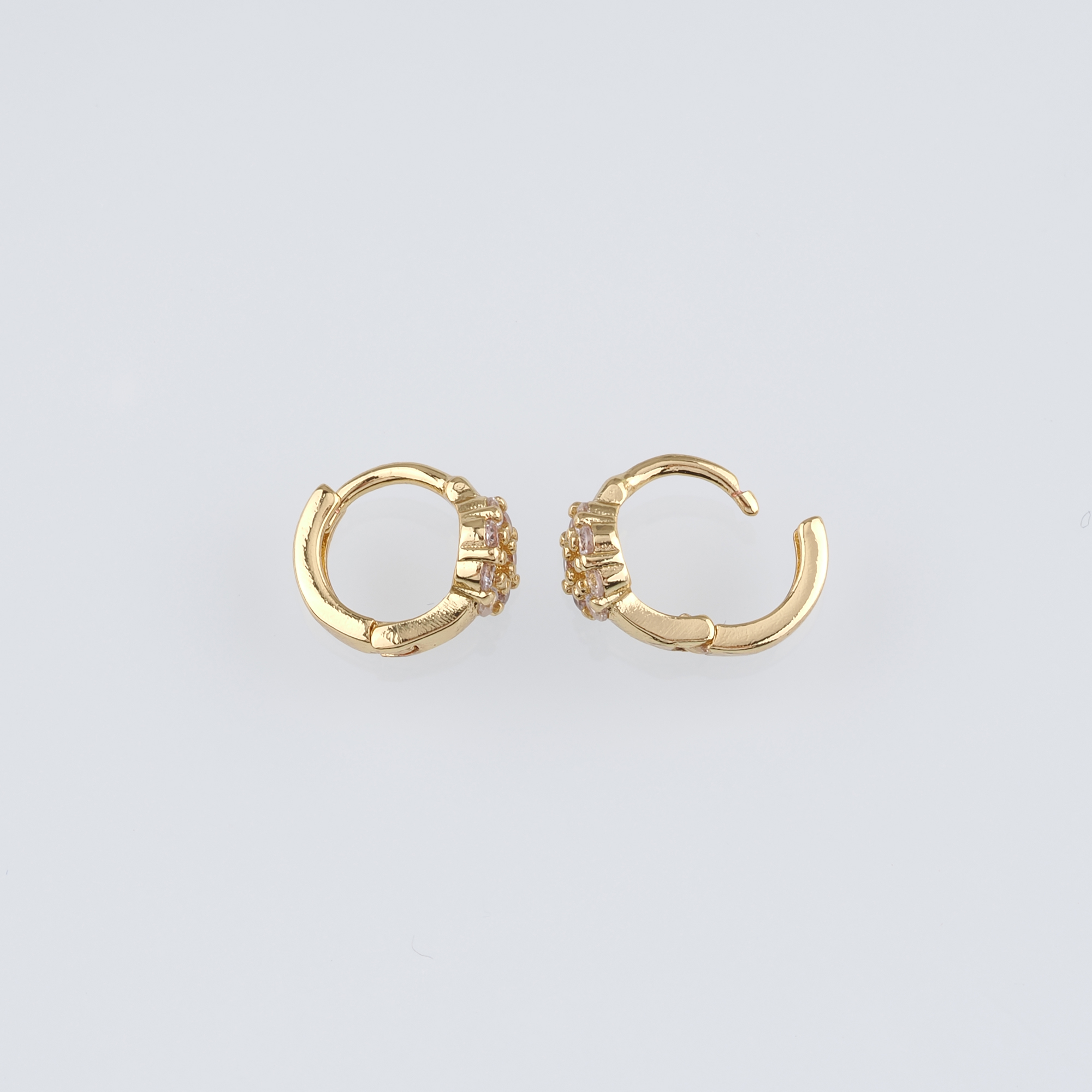 18K Gold Filled Flower Earrings,CZ Micro Pave Floral Hoop Earrings,Minimalist Earrings,Gold Hoops