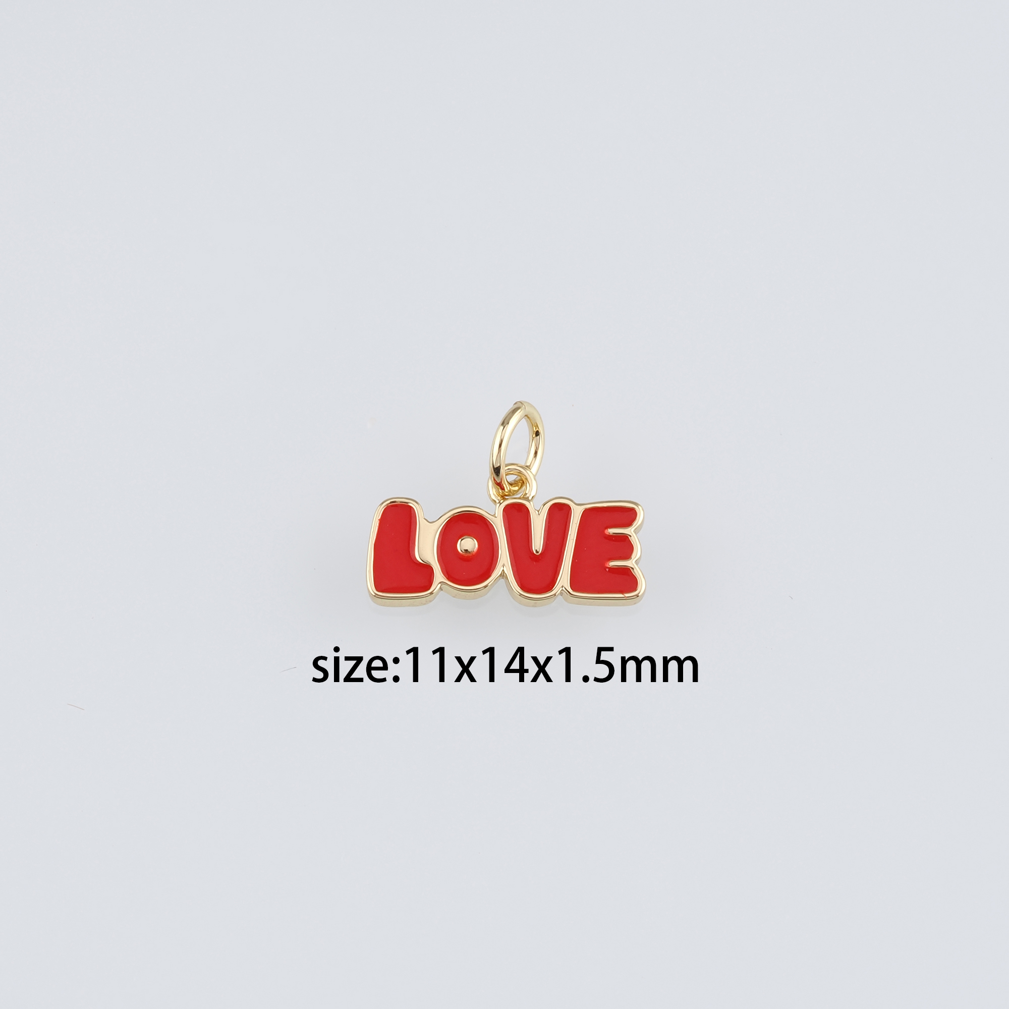 18K Gold Filled Love Pendant,Enamel Love Charm Earrings Necklace for DIY Jewelry Making Supply