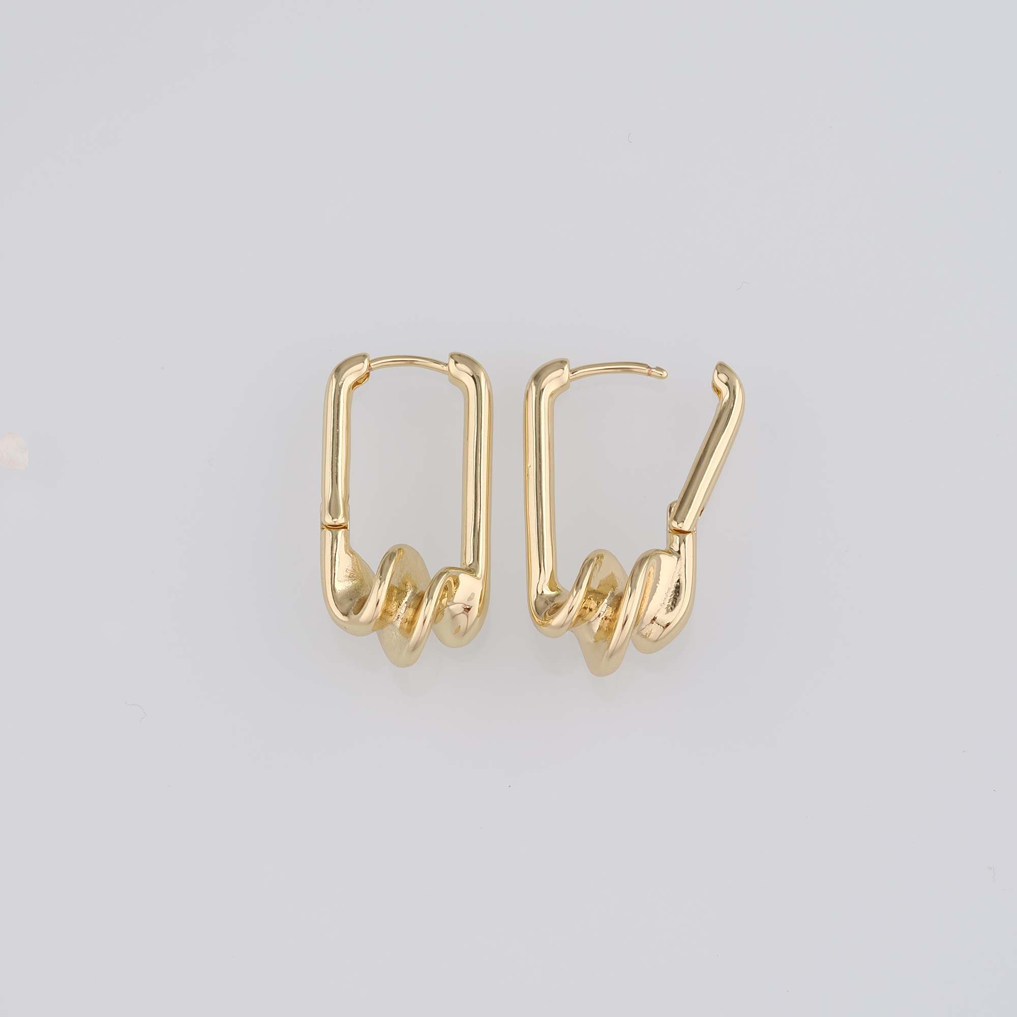 18K Gold Filled Rectangle Hoop Earring,Minimalist Earrings,Gold Twist Hoop Earrings,Huggie Earrings,Gift for Her