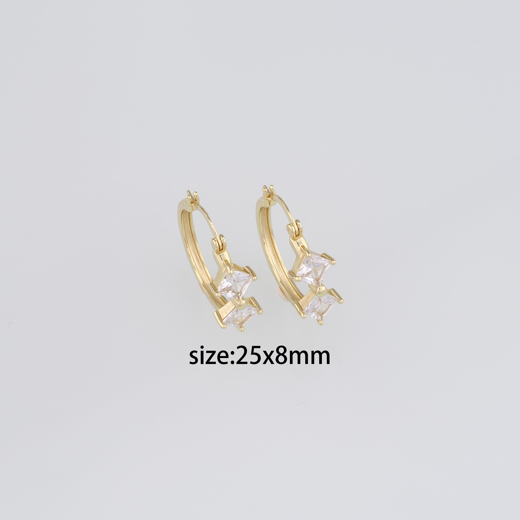 18K Gold Filled Square Hoop Earring,Minimalist Earrings,Dainty CZ Hoops,Huggie Earrings,Gift for Her