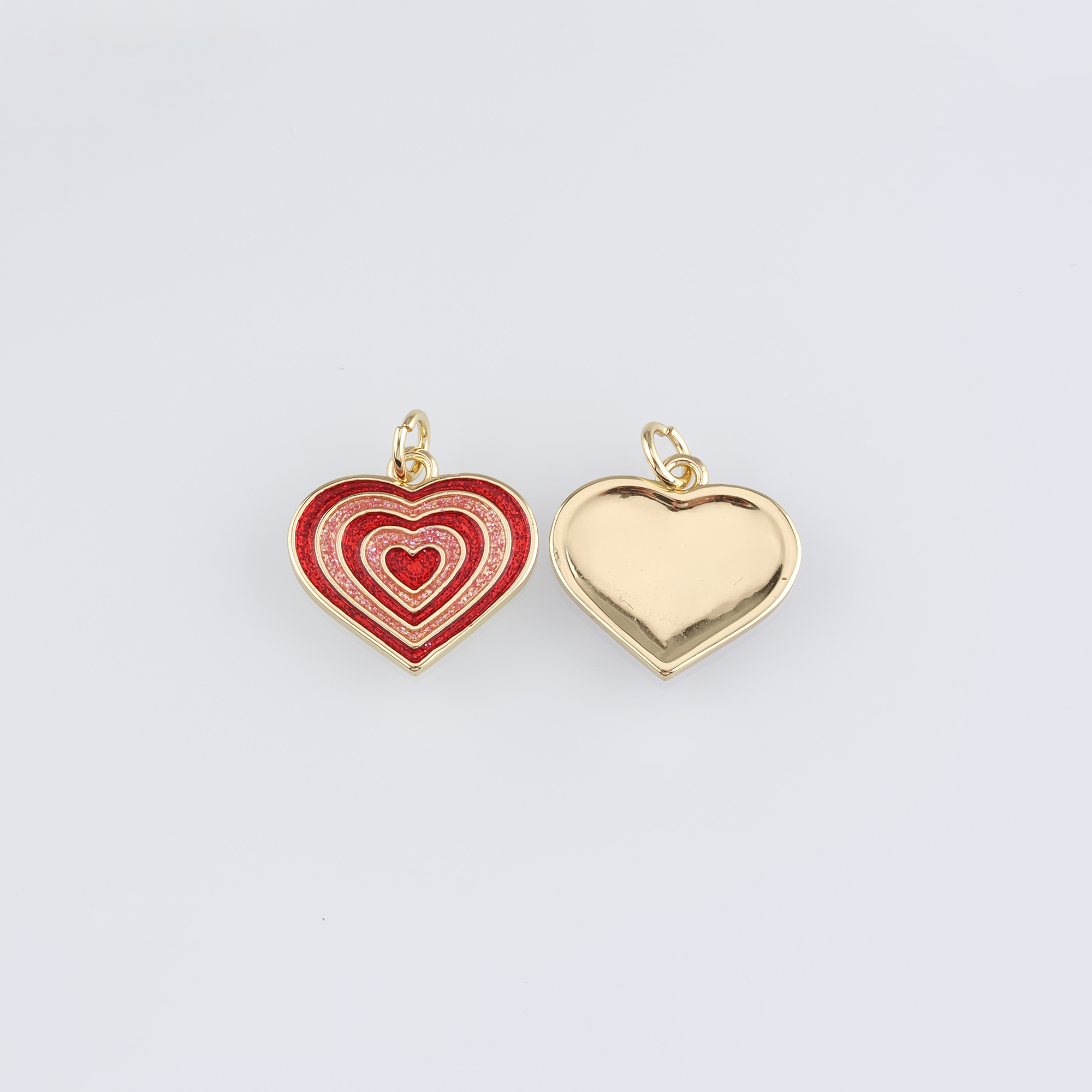 18K Gold Filled Heart Pendant,Enamel Heart Charm Earrings Necklace for DIY Jewelry Making Supply