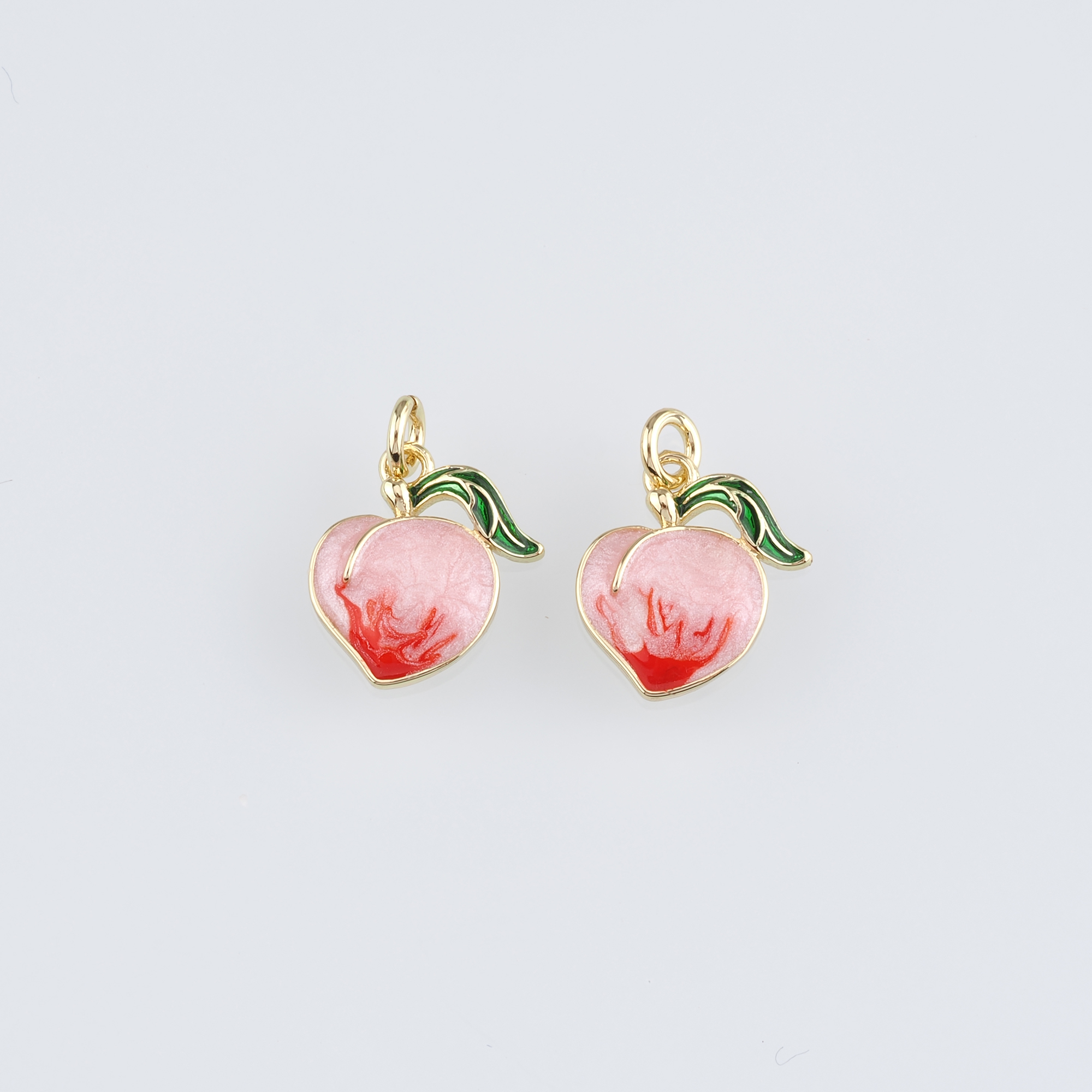 Fruit Charm,18K Gold Filled Peach Pendant,Enamel Peach Earrings Necklace for DIY Jewelry Making Supply