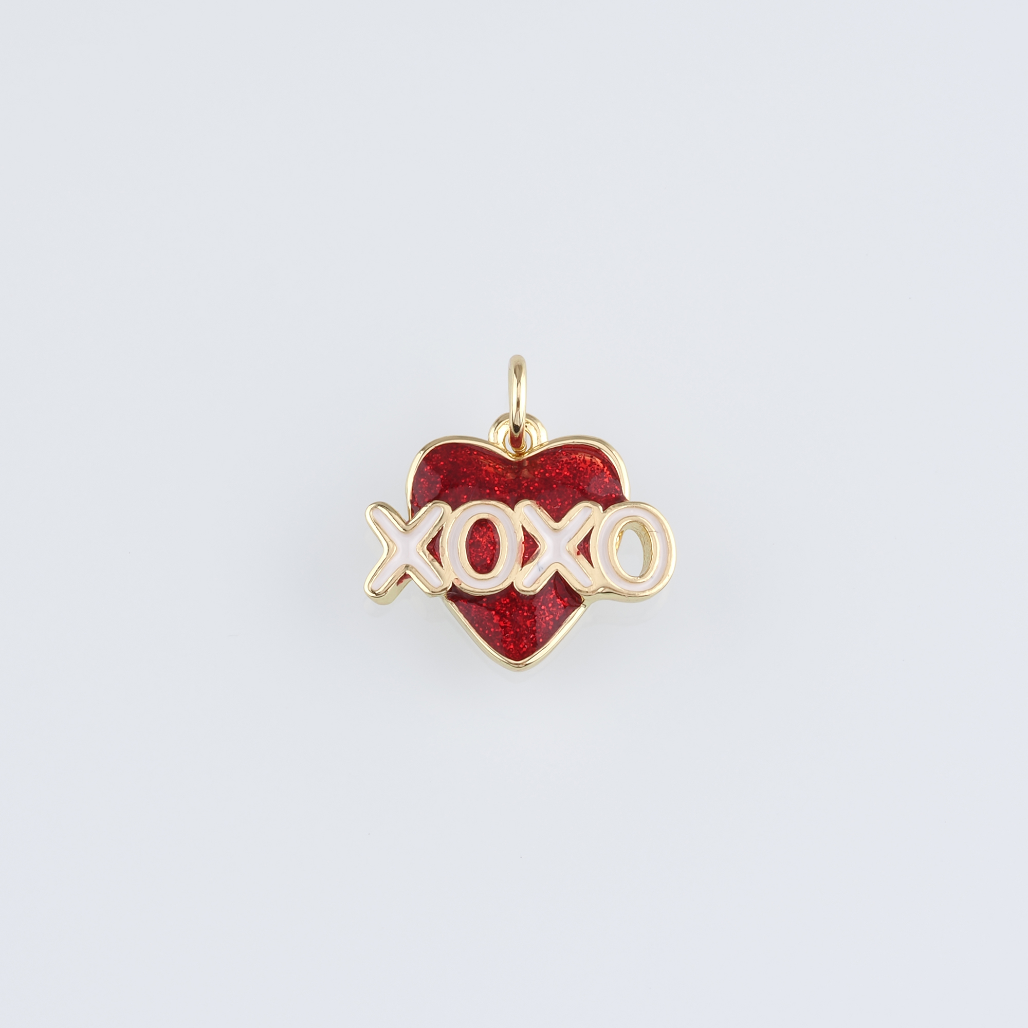 18K Gold Filled Heart Pendant,Enamel XOXO Heart Charm Earrings Necklace for DIY Jewelry Making Supply