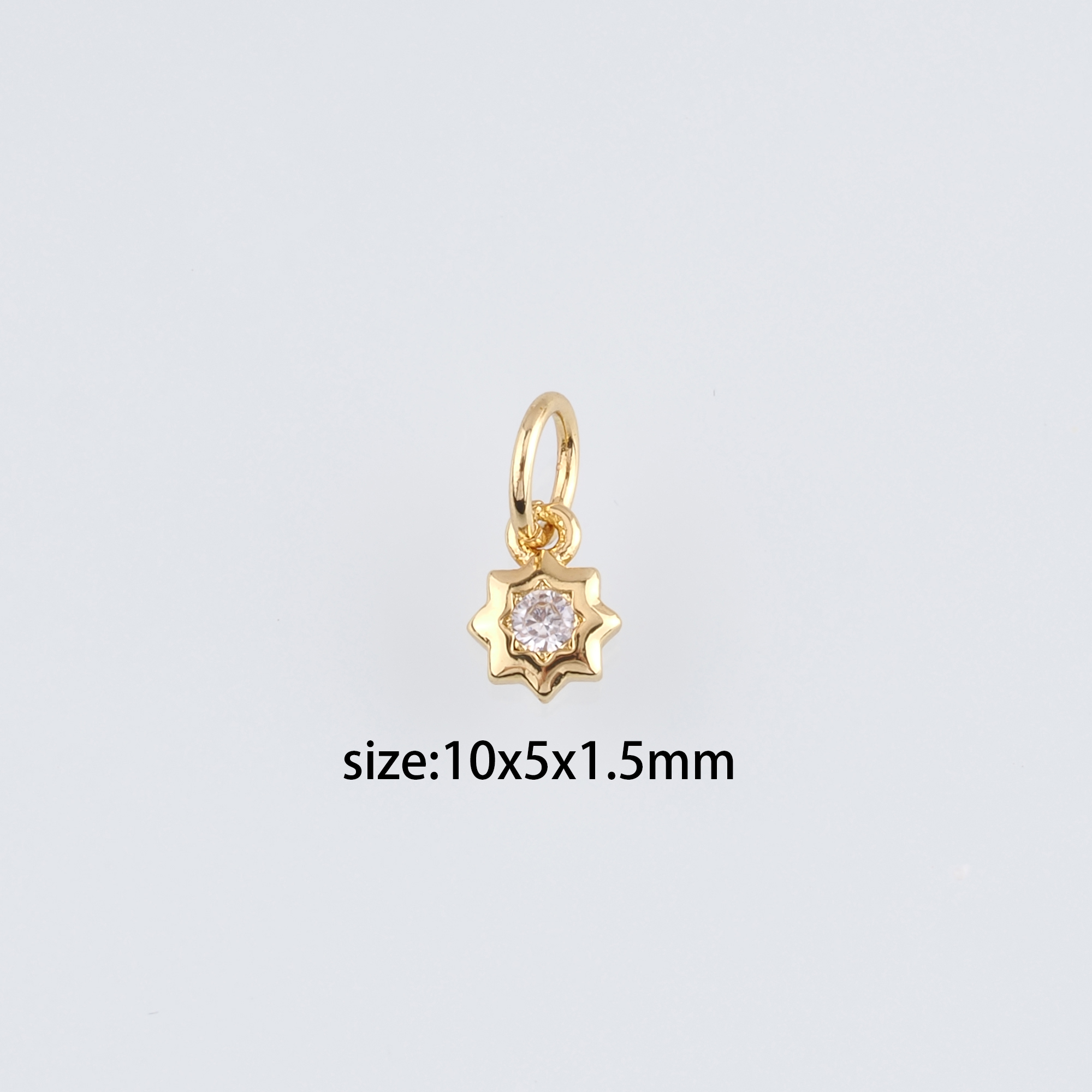 18K Gold Filled Tiny Sun Pendant,CZ Micro Pave Sun Charm Earrings Necklace for DIY Jewelry Making Supply