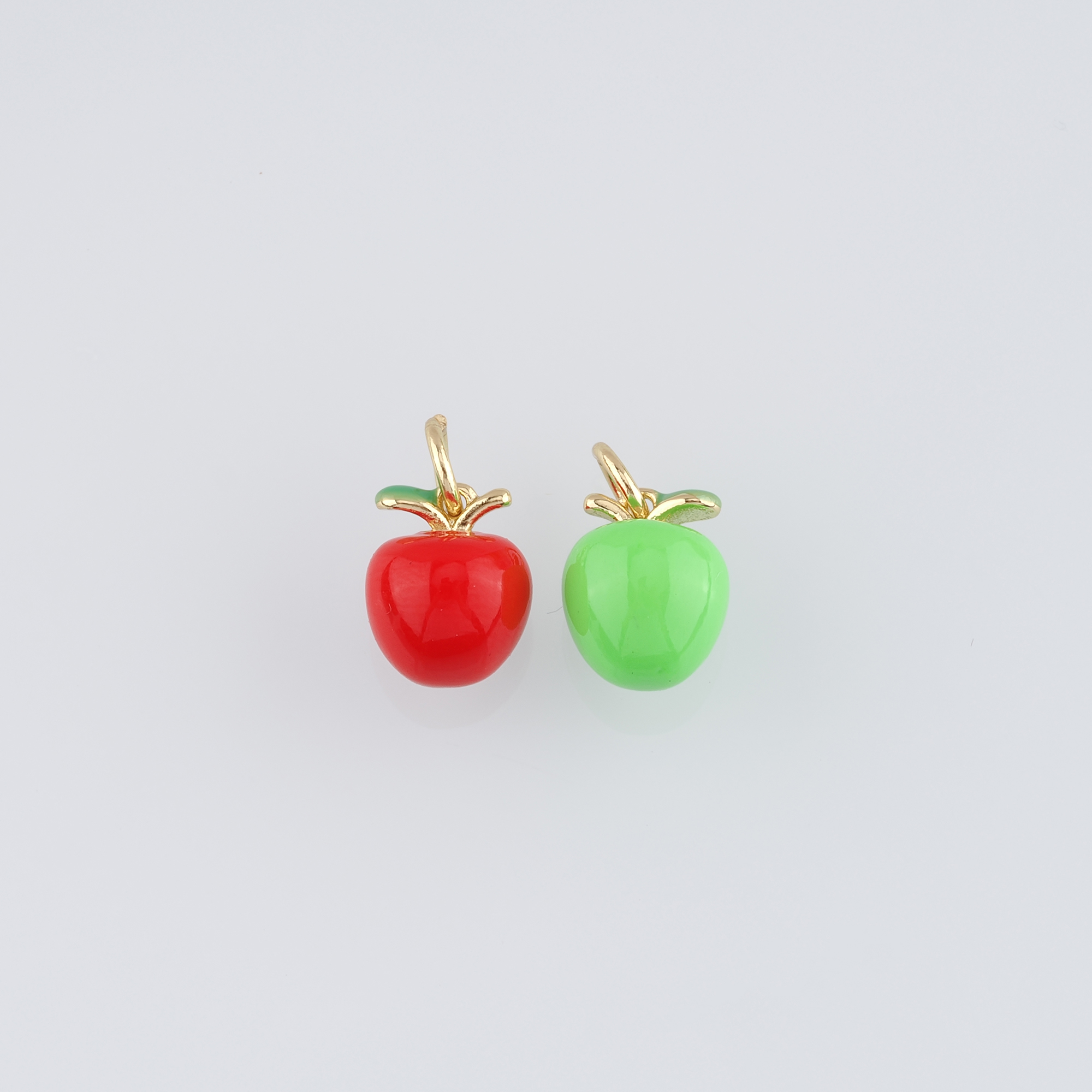 18K Gold Filled Apple Pendant,Fruit Charm,Enamel Apple Earrings Necklace for DIY Jewelry Making Supply