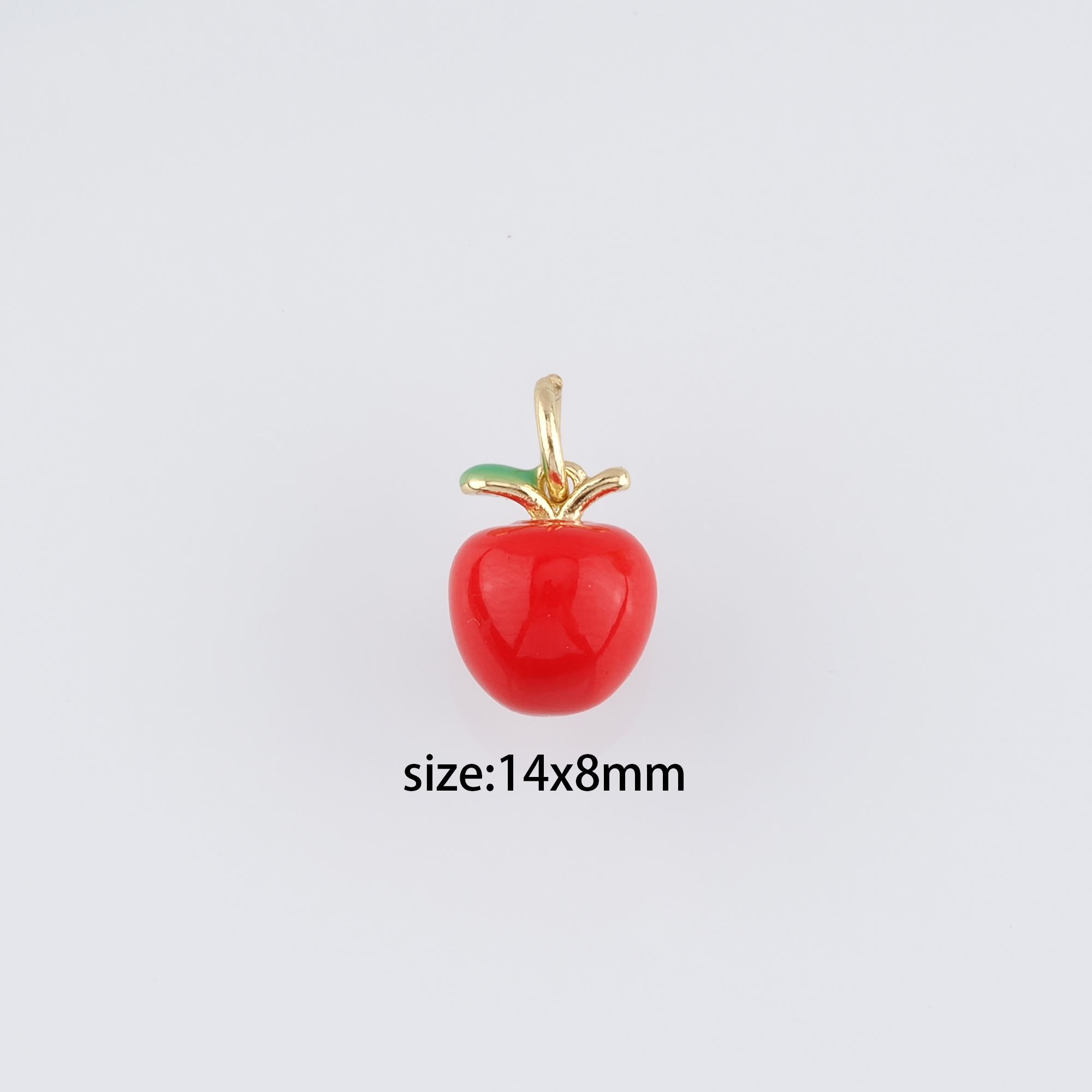 18K Gold Filled Apple Pendant,Fruit Charm,Enamel Apple Earrings Necklace for DIY Jewelry Making Supply