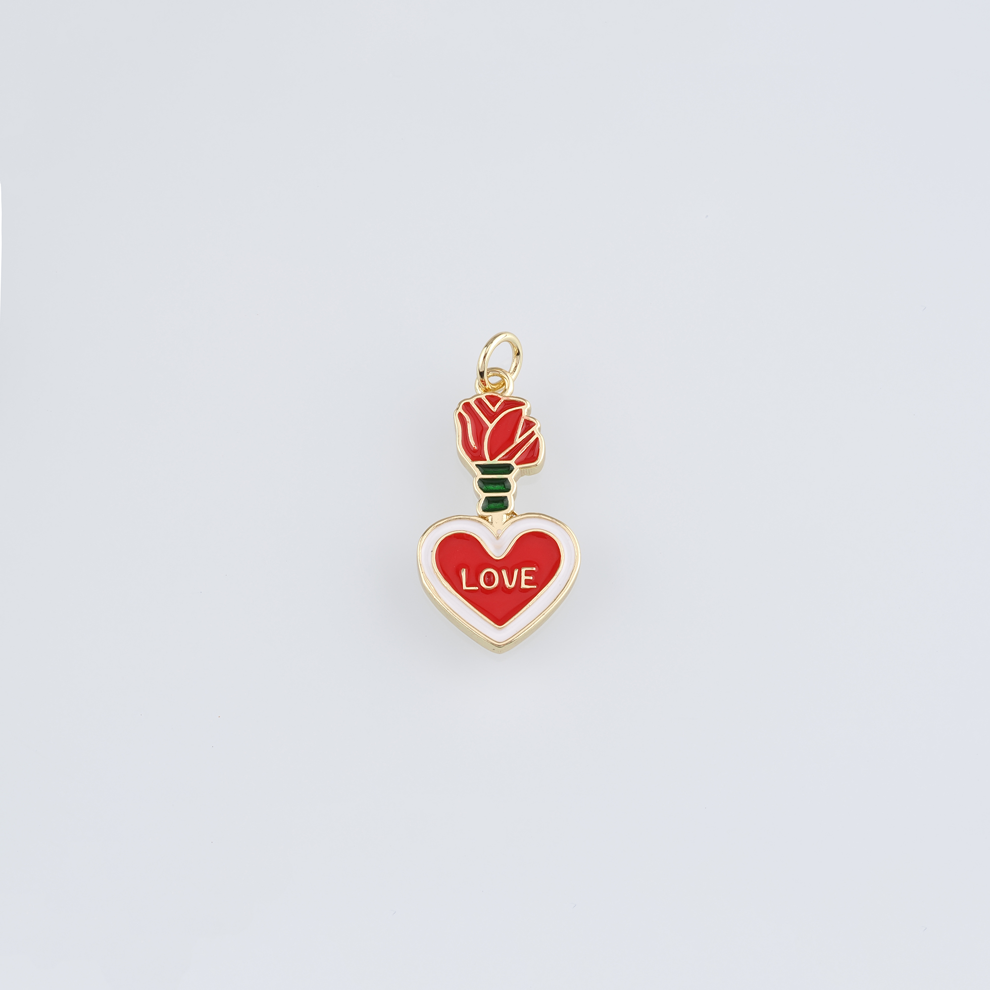 18K Gold Filled Love Heart Pendant,Enamel Heart Charm Earrings Necklace for DIY Jewelry Making Supply