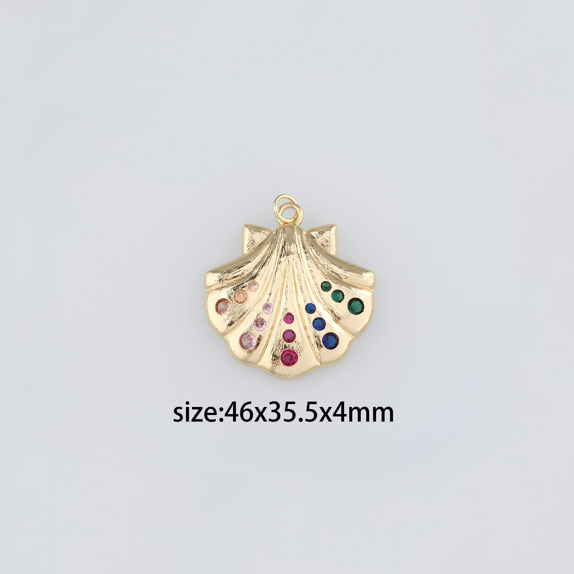 18K Gold Filled Scallop Pendant,CZ Micro Pave Ocean Scallop Charm Earrings Necklace for DIY Jewelry Making Supply