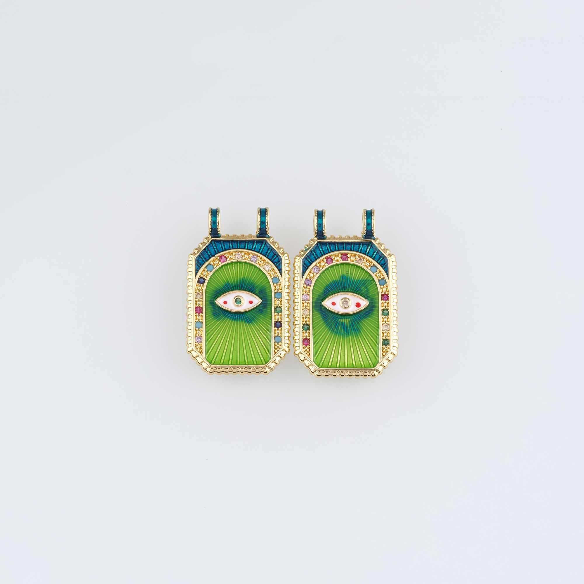 18K Gold Filled Evil Eye Pendant,Enamel Evil Eye Charm Earrings Necklace for DIY Jewelry Making Supply