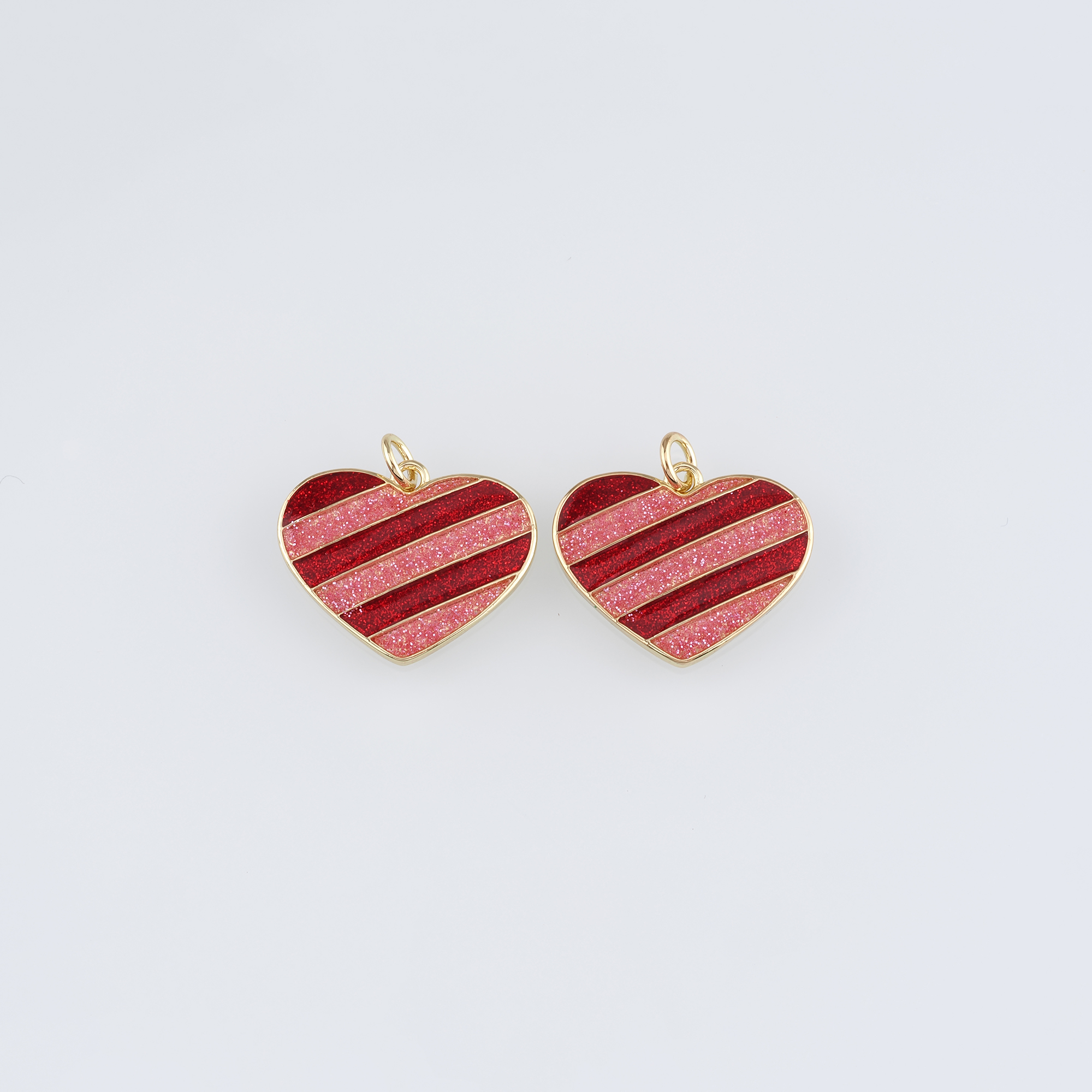 18K Gold Filled Heart Pendant,Enamel Heart Charm Earrings Necklace for DIY Jewelry Making Supply